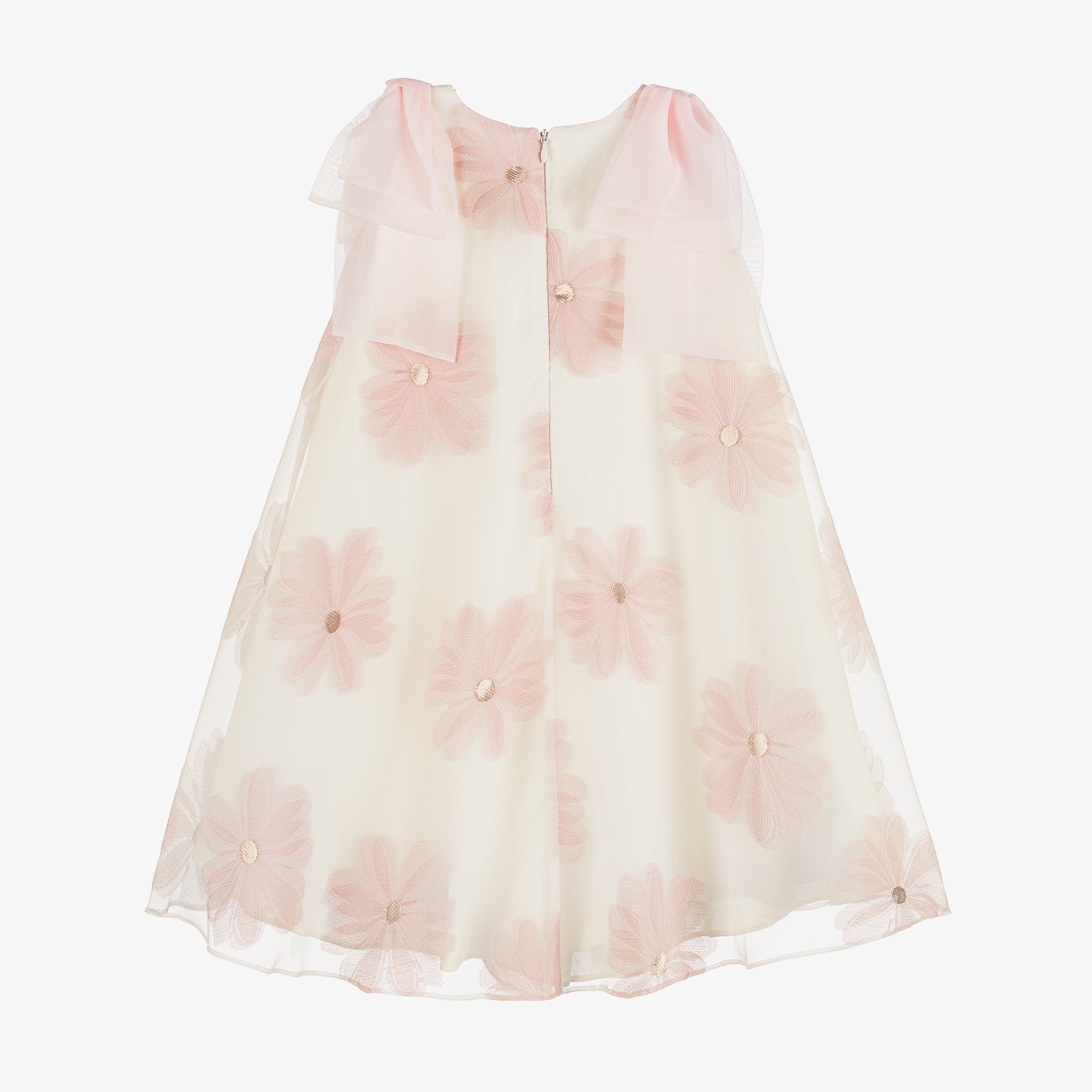 Girls Champagne Gold Butterfly Organza Dress - View 3