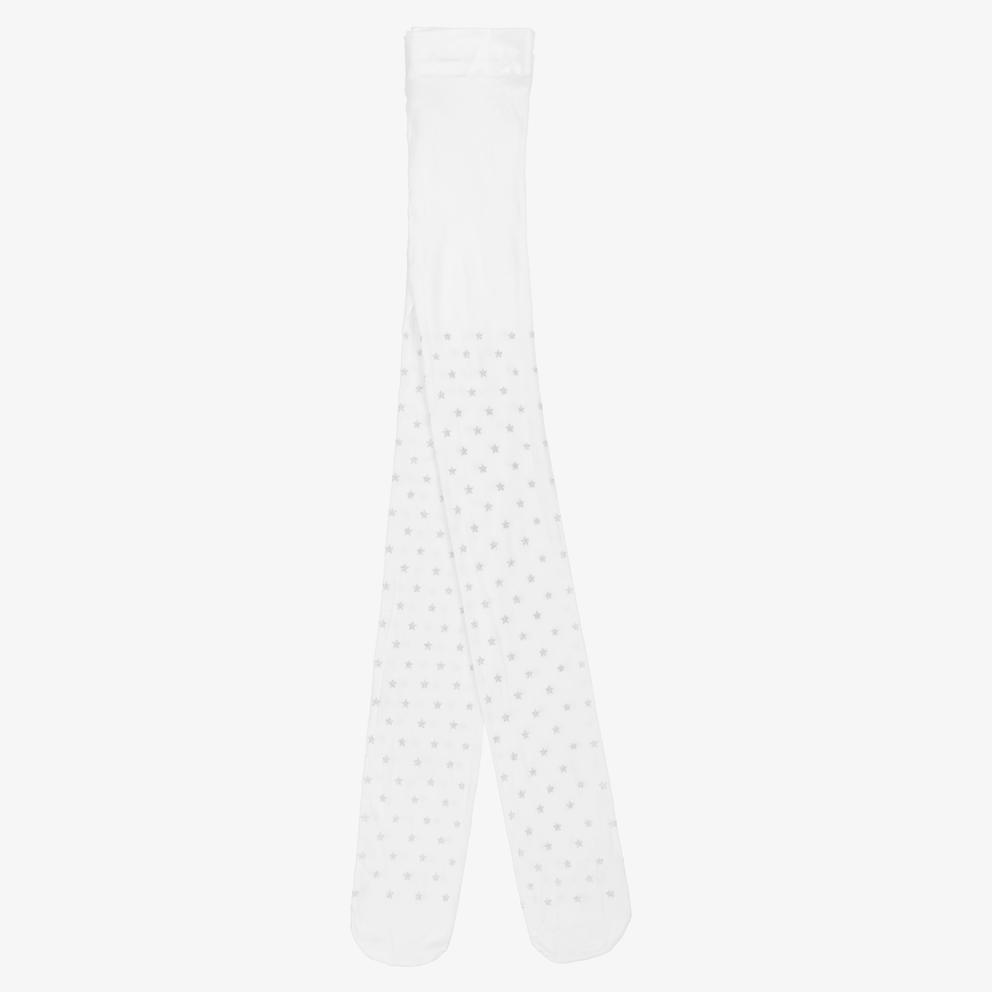 Girls Ivory & Gold Glitter Star Tights - View 1