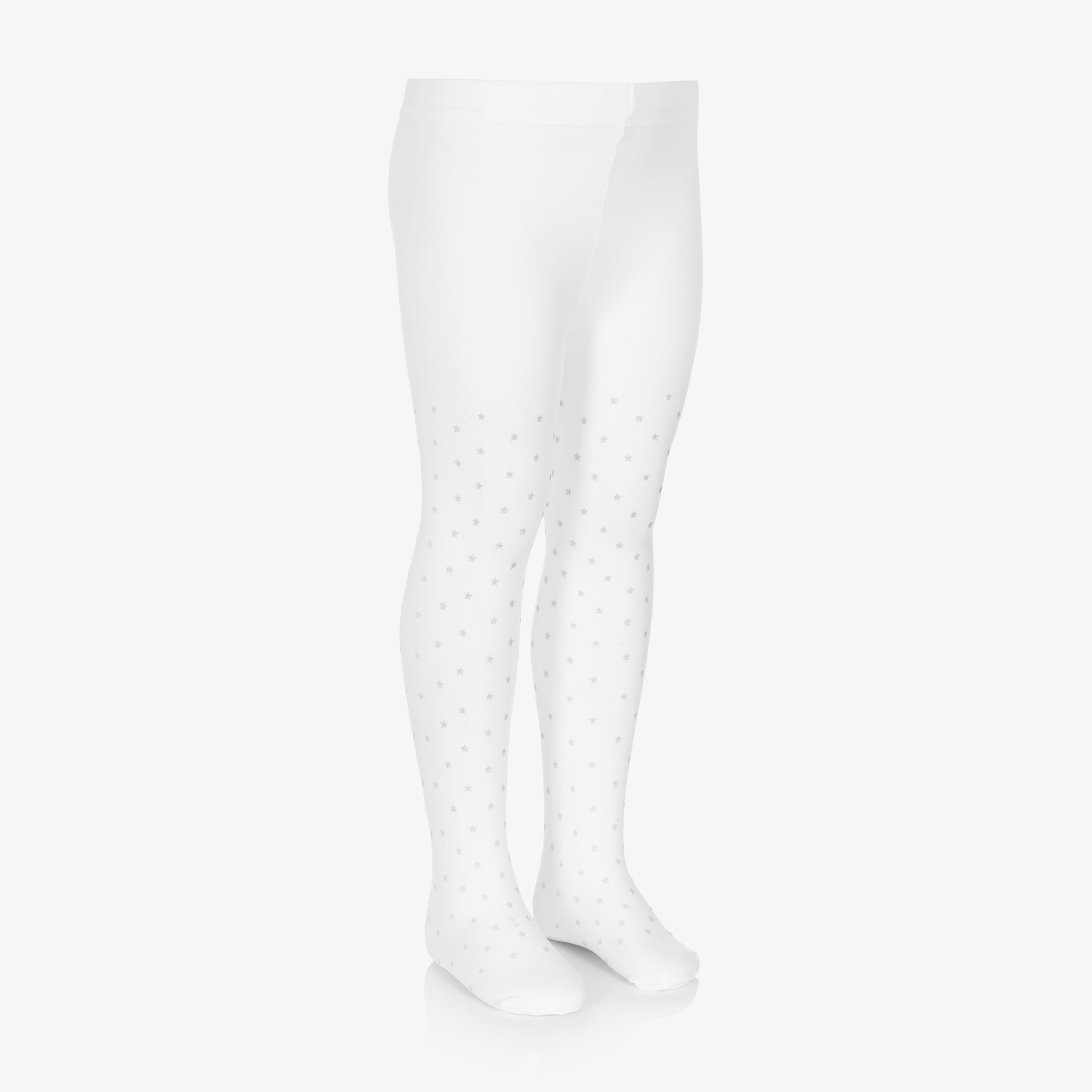 Girls Ivory & Gold Glitter Star Tights - View 3