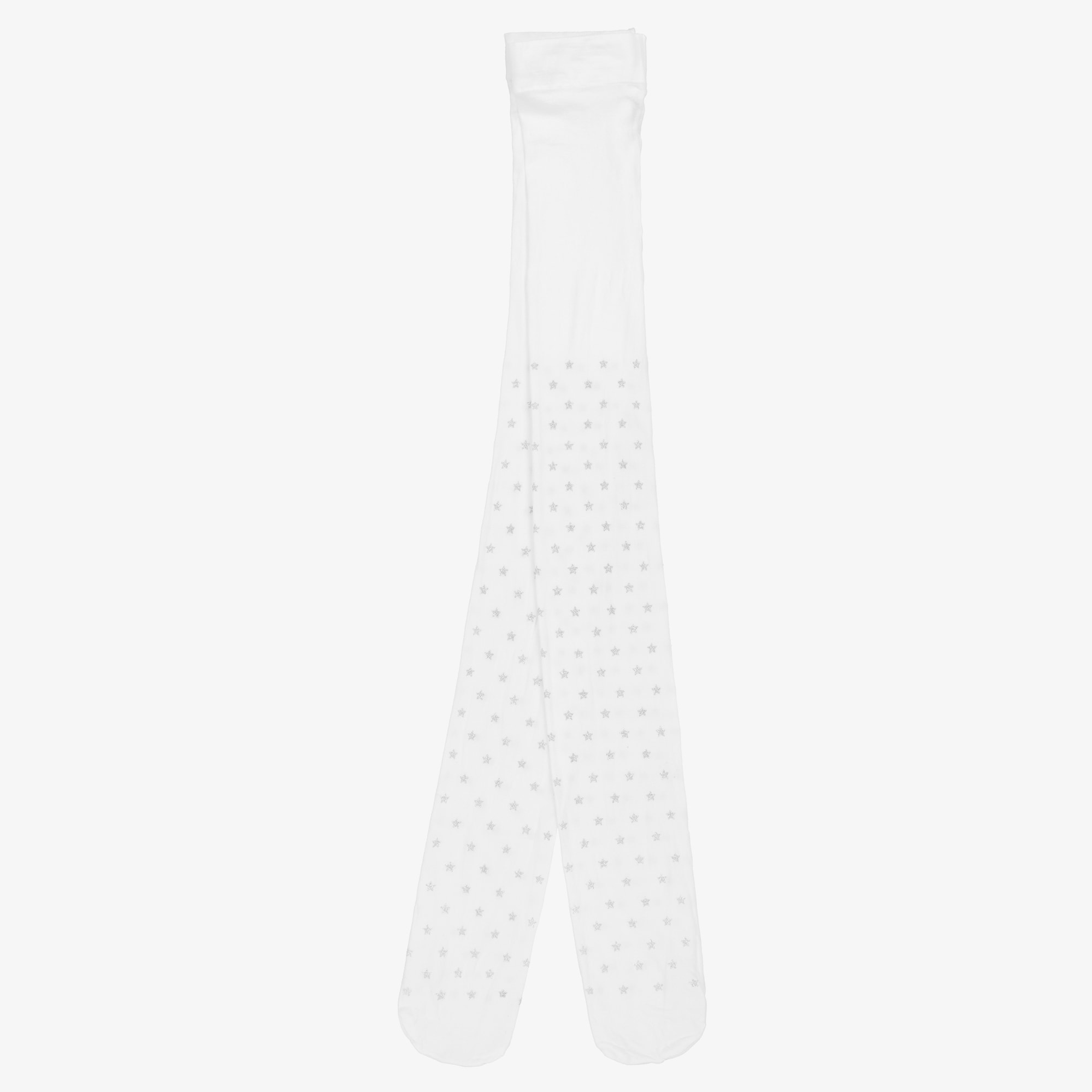 Girls Ivory & Gold Glitter Star Tights - View 4
