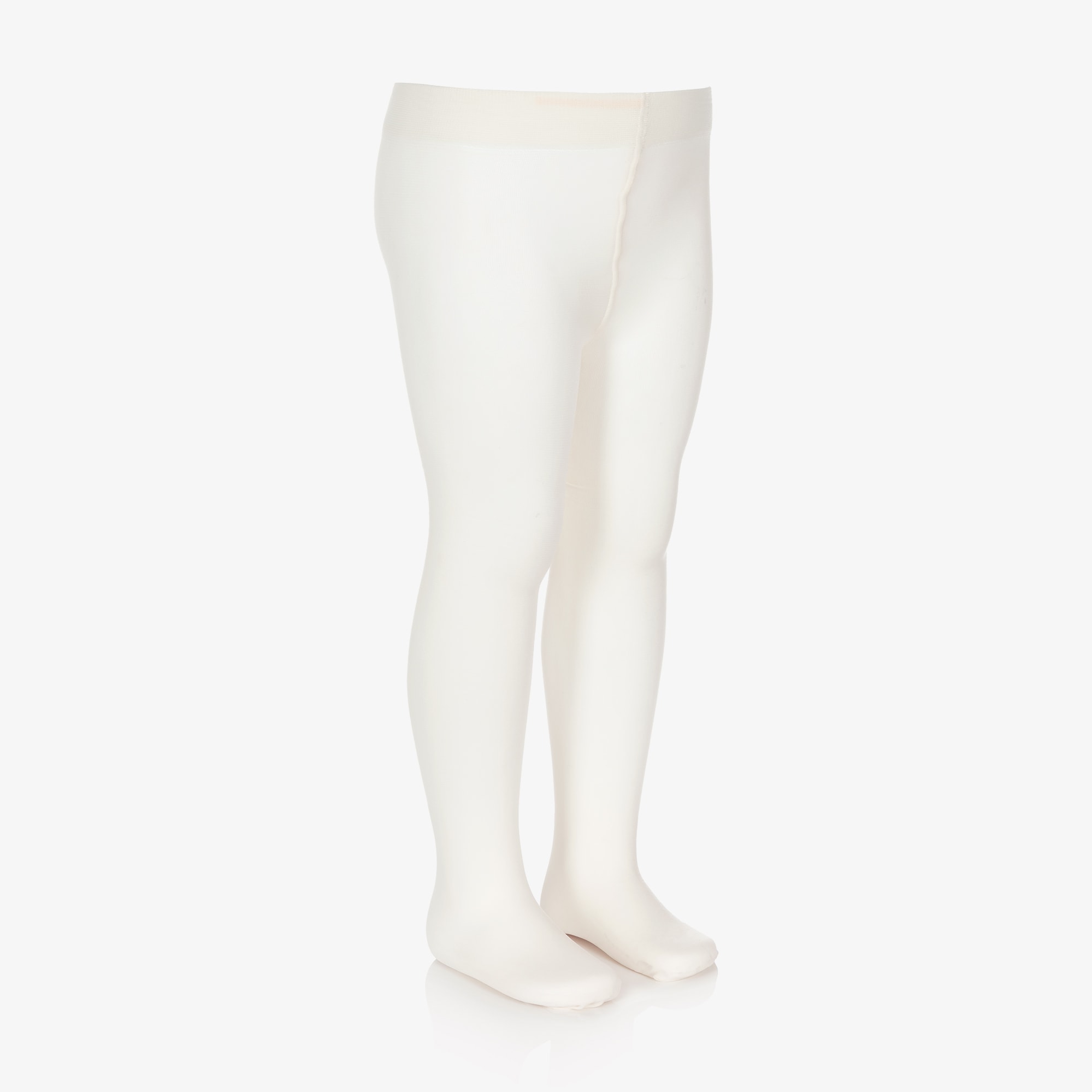 Girls White Microfibre Opaque Tights - View 3