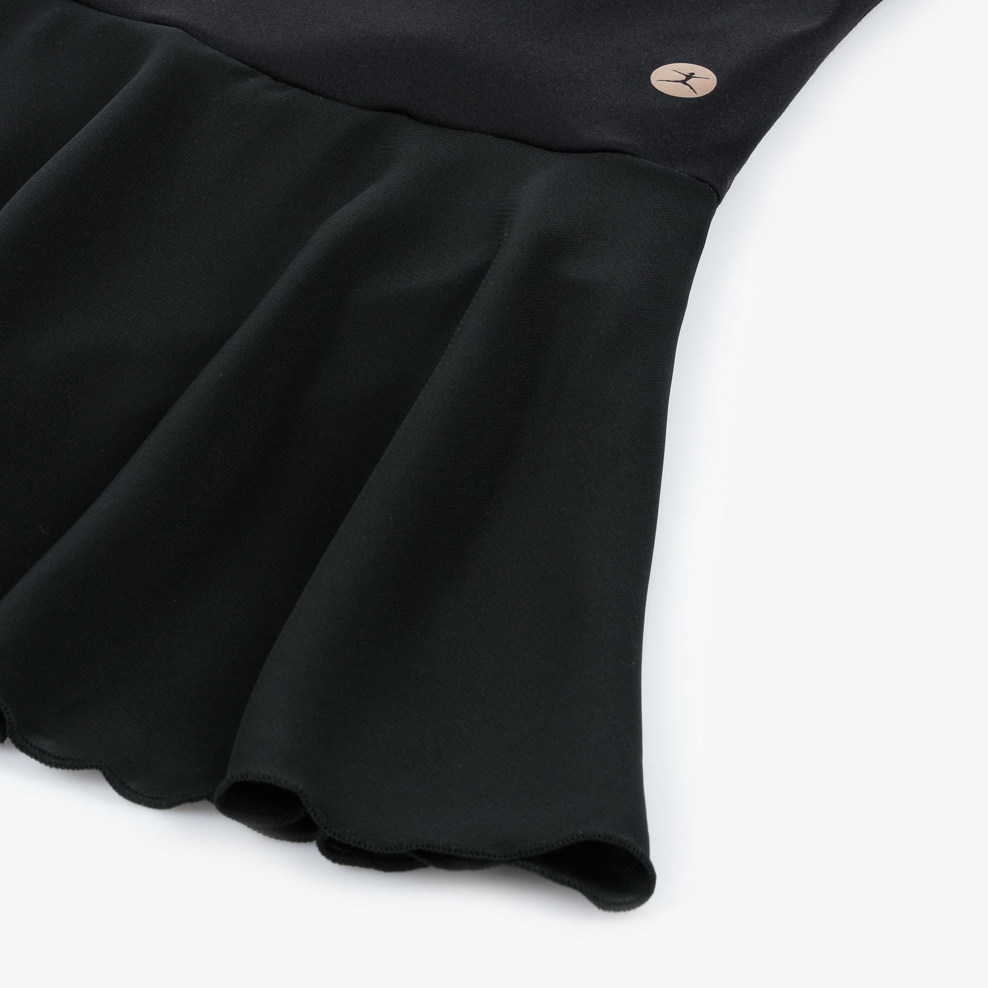 Girls Black Leotard Dress with Mesh Trim - View 4