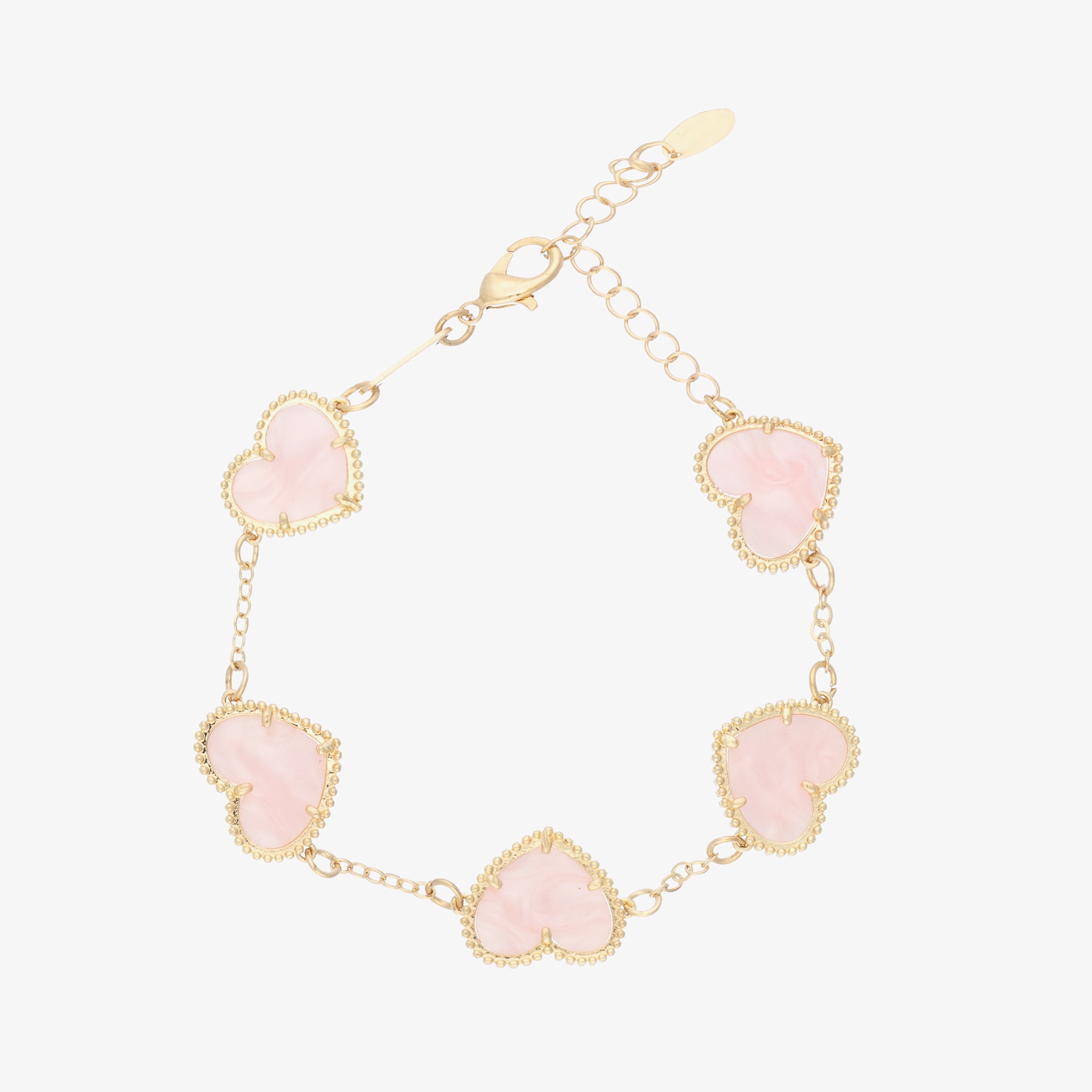 Girls Gold Tone & Pink Heart Bracelet - View 1