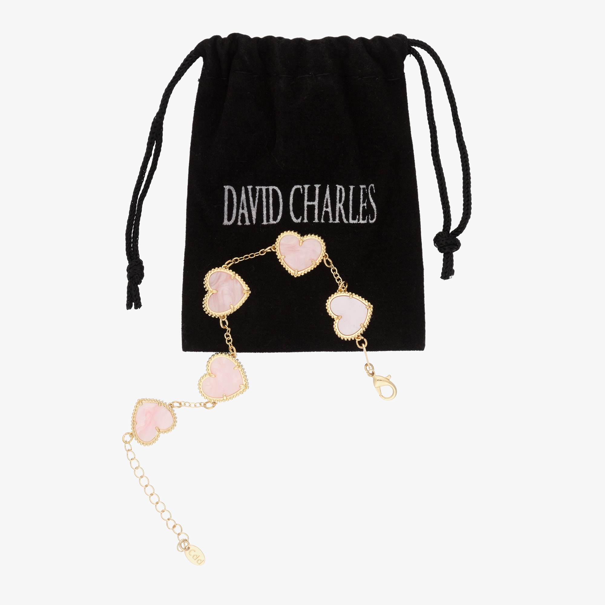 Girls Gold Tone & Pink Heart Bracelet - View 4