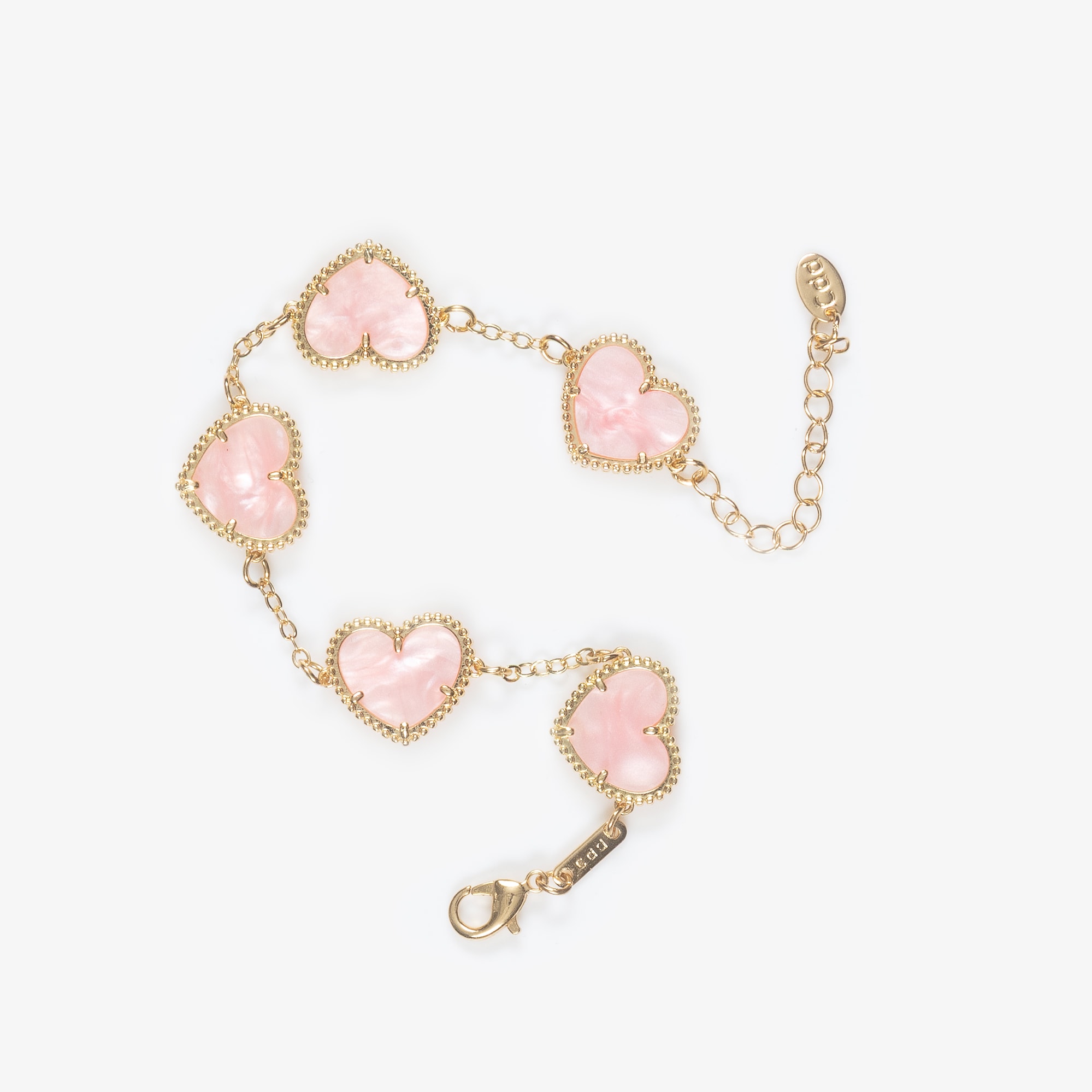 Girls Gold Tone & Pink Heart Bracelet - View 5