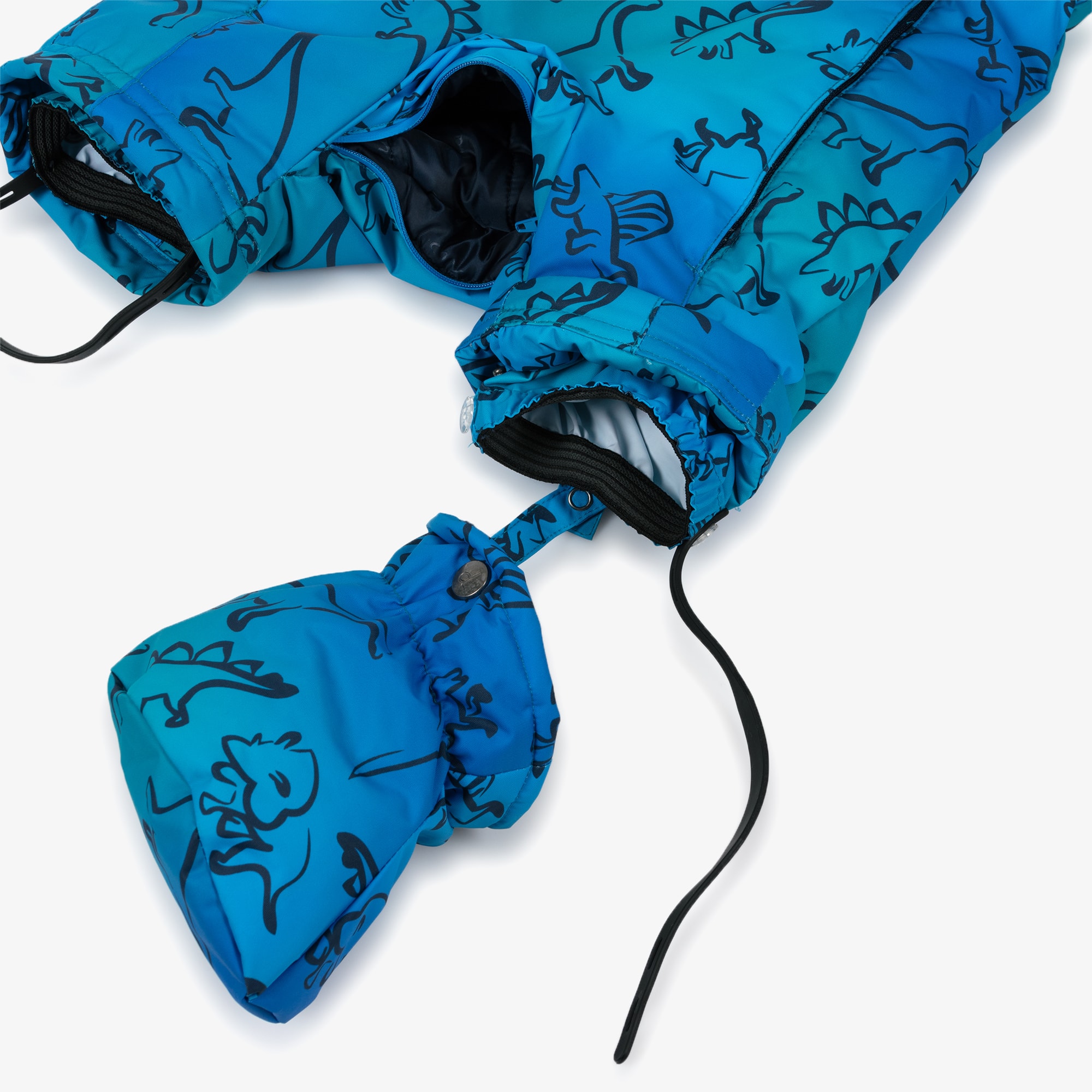 Boys Blue Dinosaur Print Snowsuit with Neck Warmer - View 7