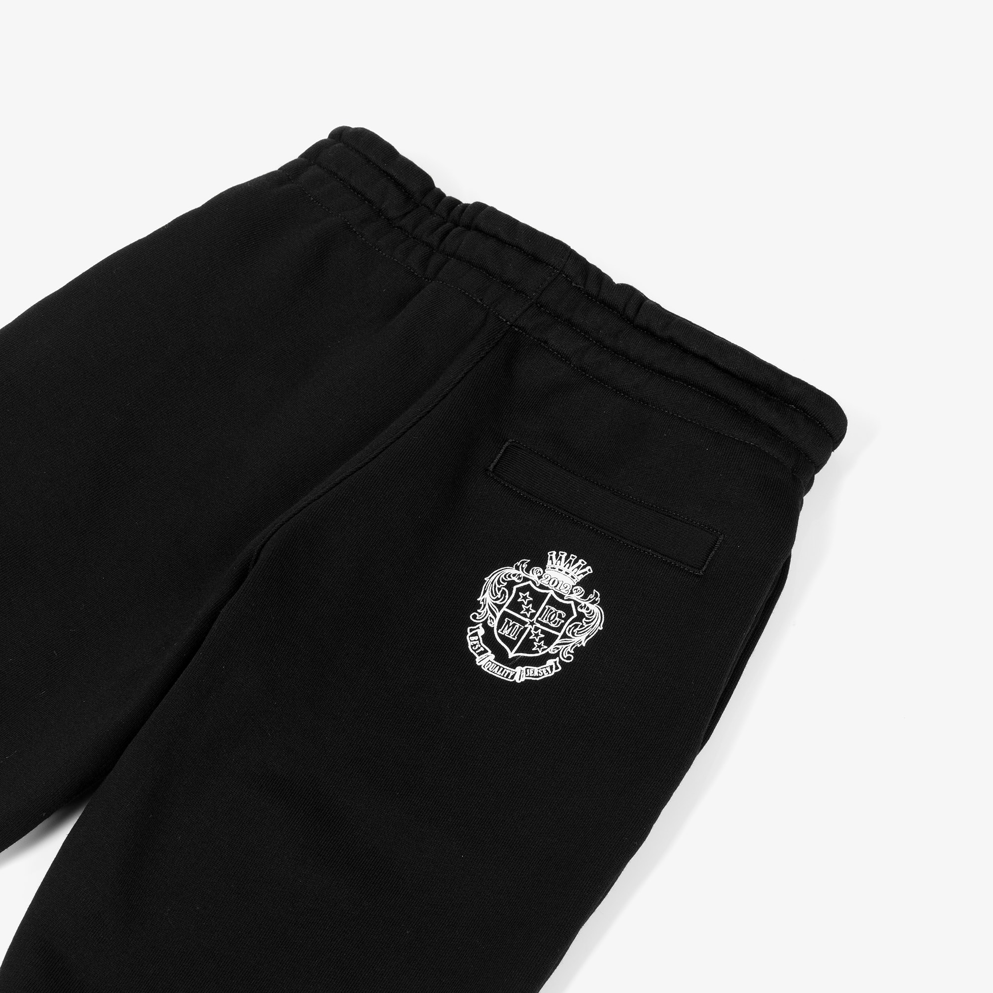 Boys Black Cotton Jersey Drawstring Joggers with Crest Logo - View 3