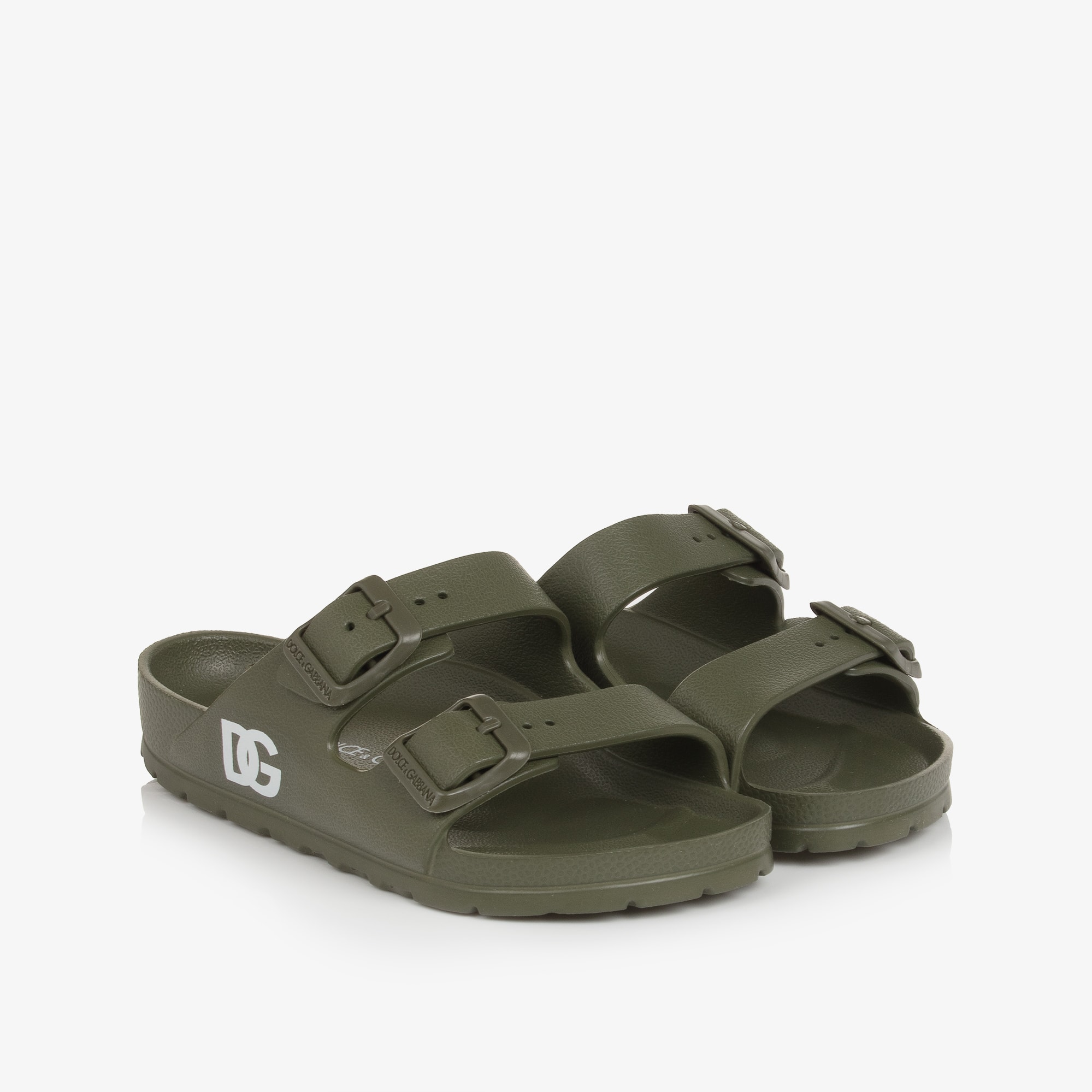 Boys Black Double Strap Sliders with DG Logo - View 1
