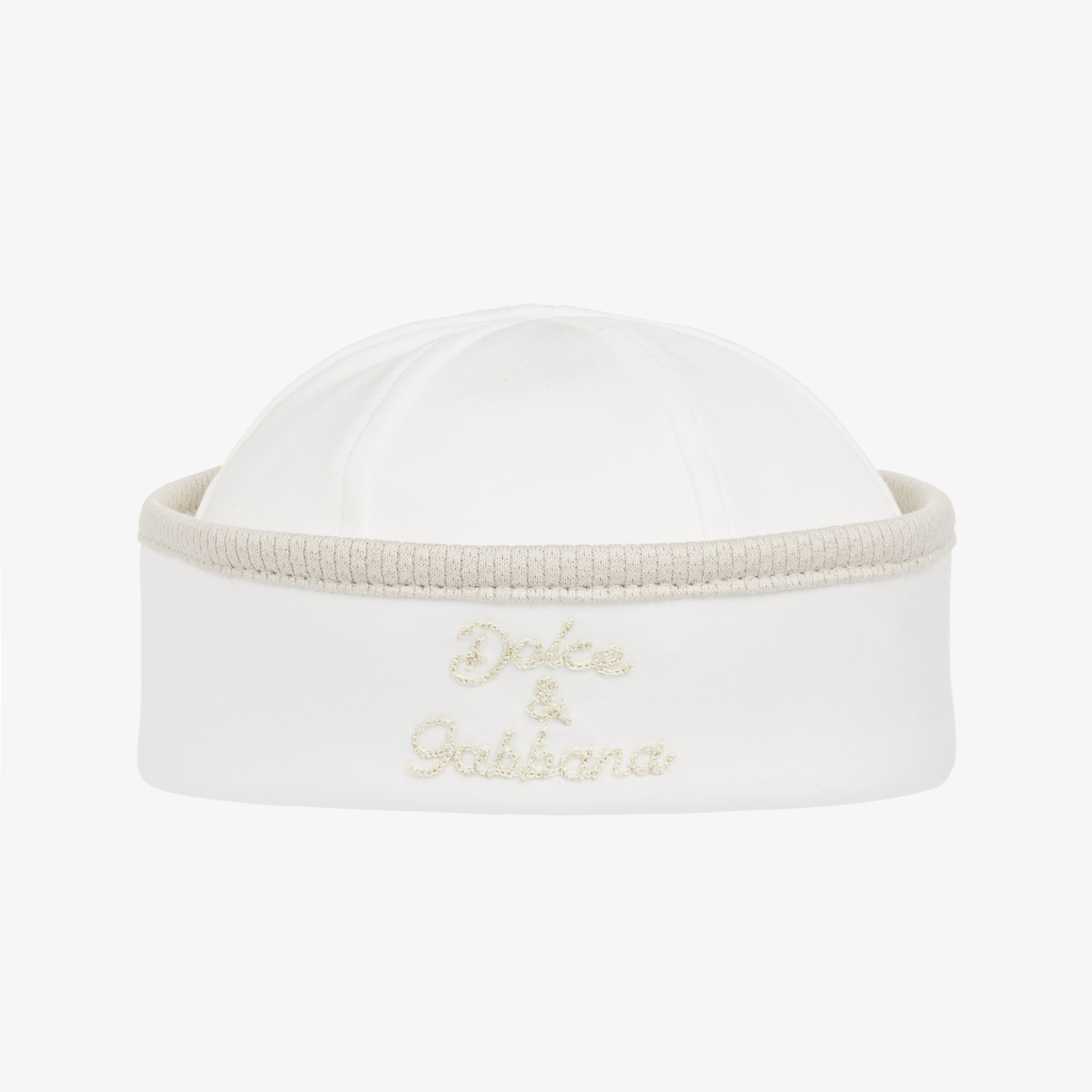 Boys Ivory & Beige Cotton Sailor Hat - View 1