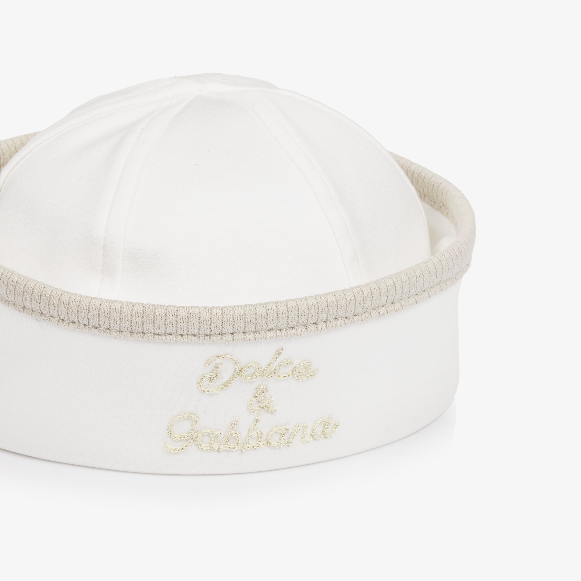 Boys Ivory & Beige Cotton Sailor Hat - View 3