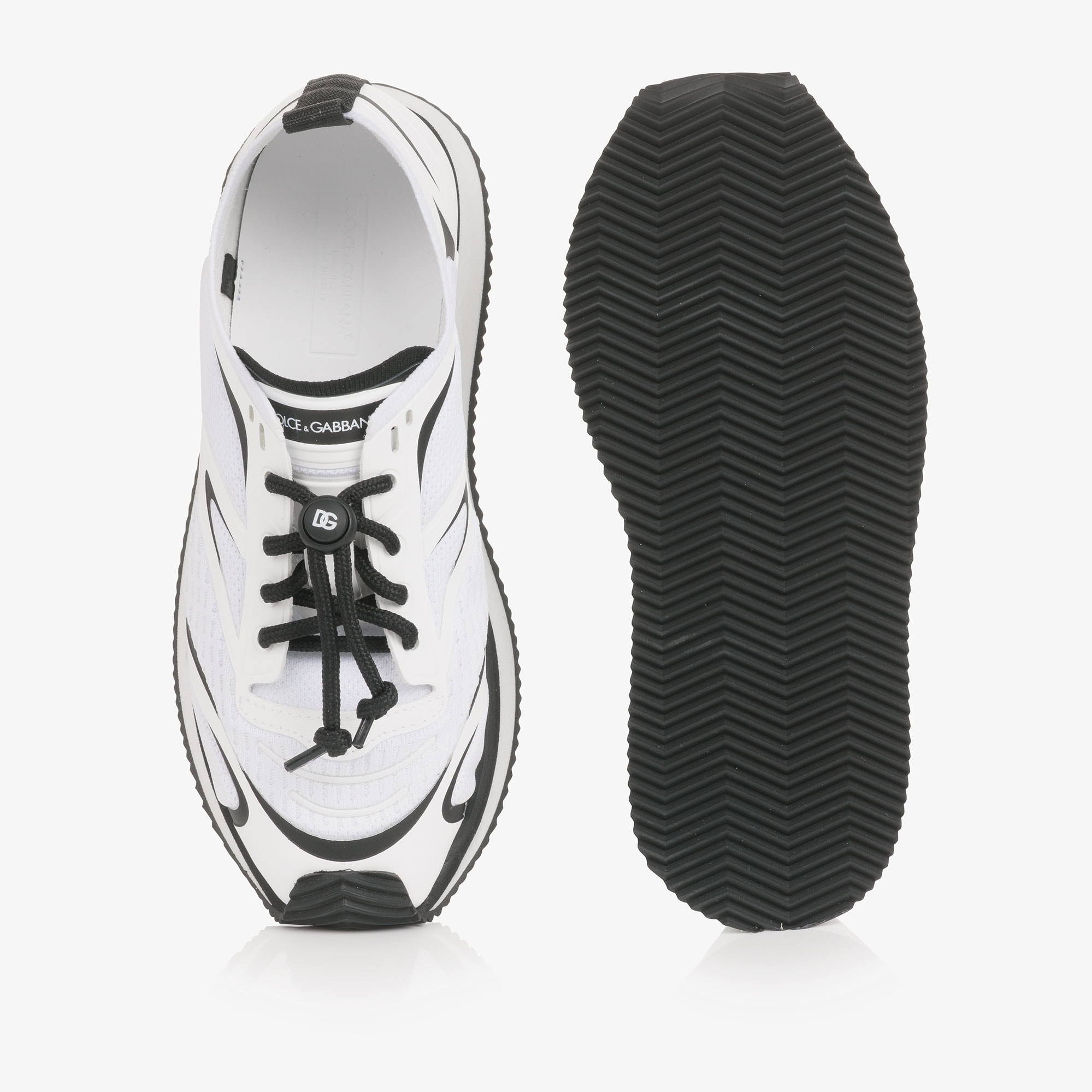 Boys White & Black Mesh Trainers with Toggle Laces - View 4