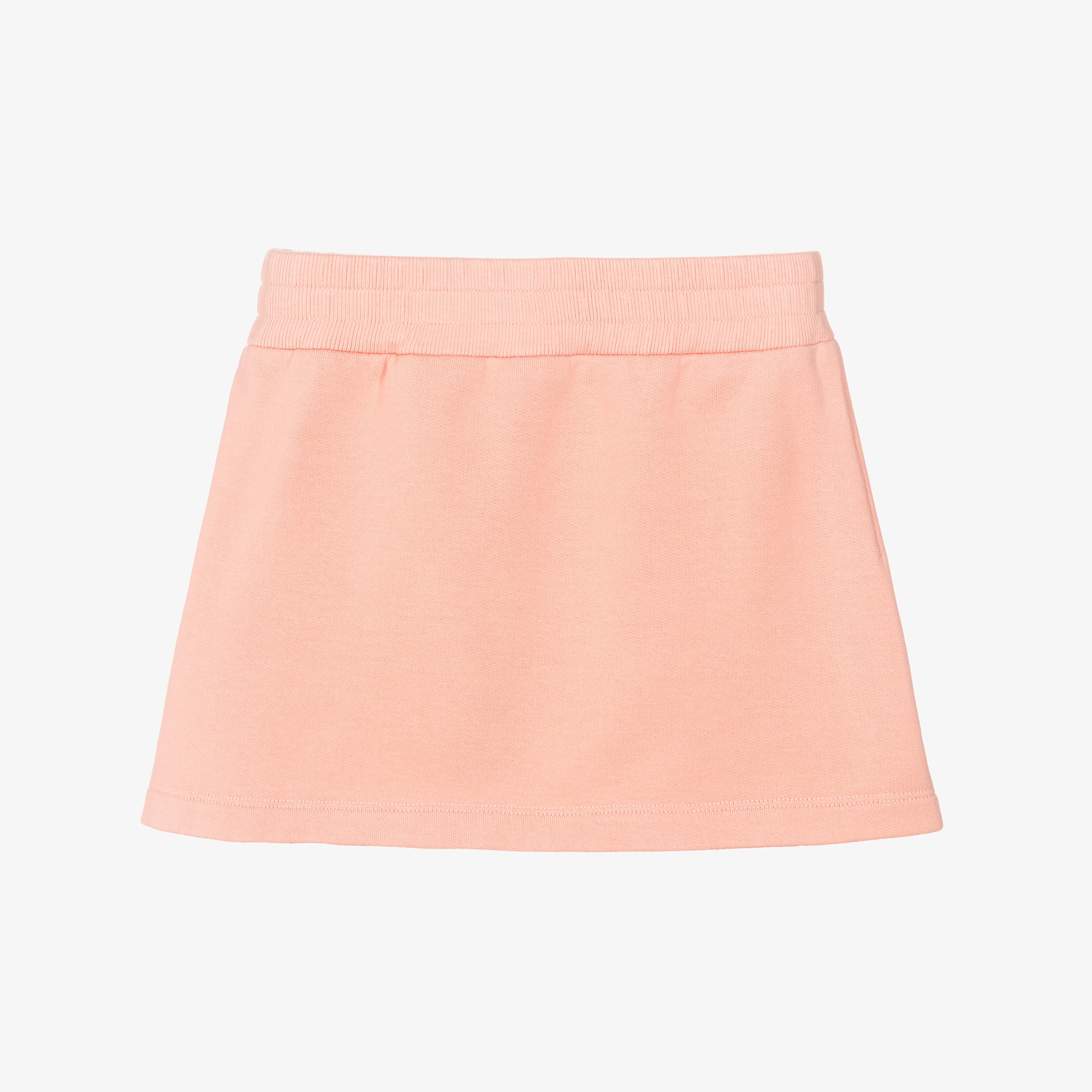 Girls Pink Cotton Jersey Skirt with White Side Trim - View 3