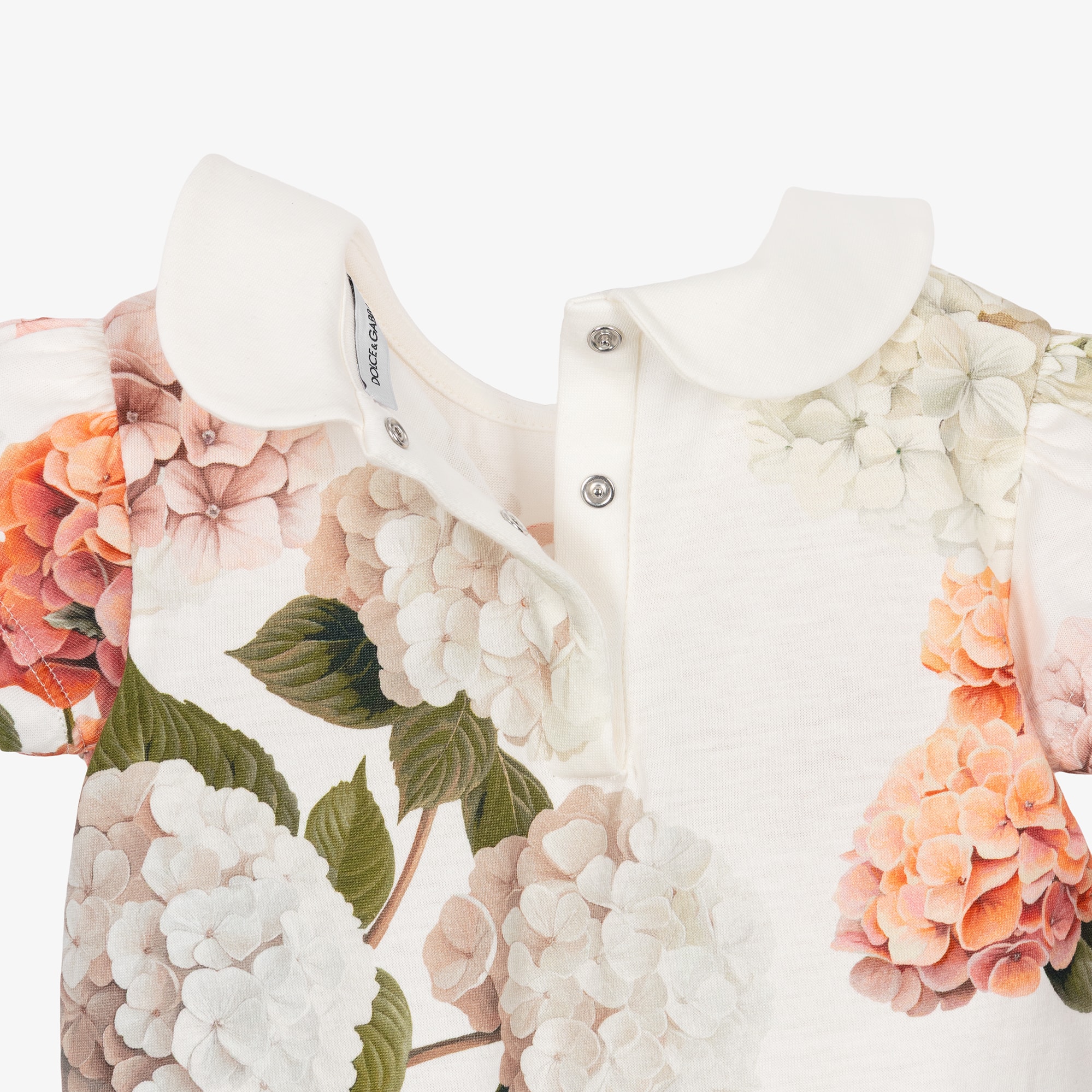 Girls White Cotton Hydrangea Print Shortie & Headband Set - View 3