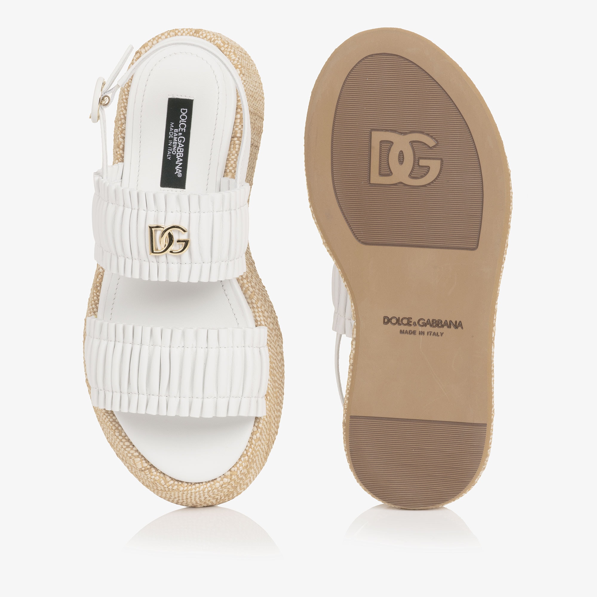 Girls White Ruffle Wedge Sandals - View 3