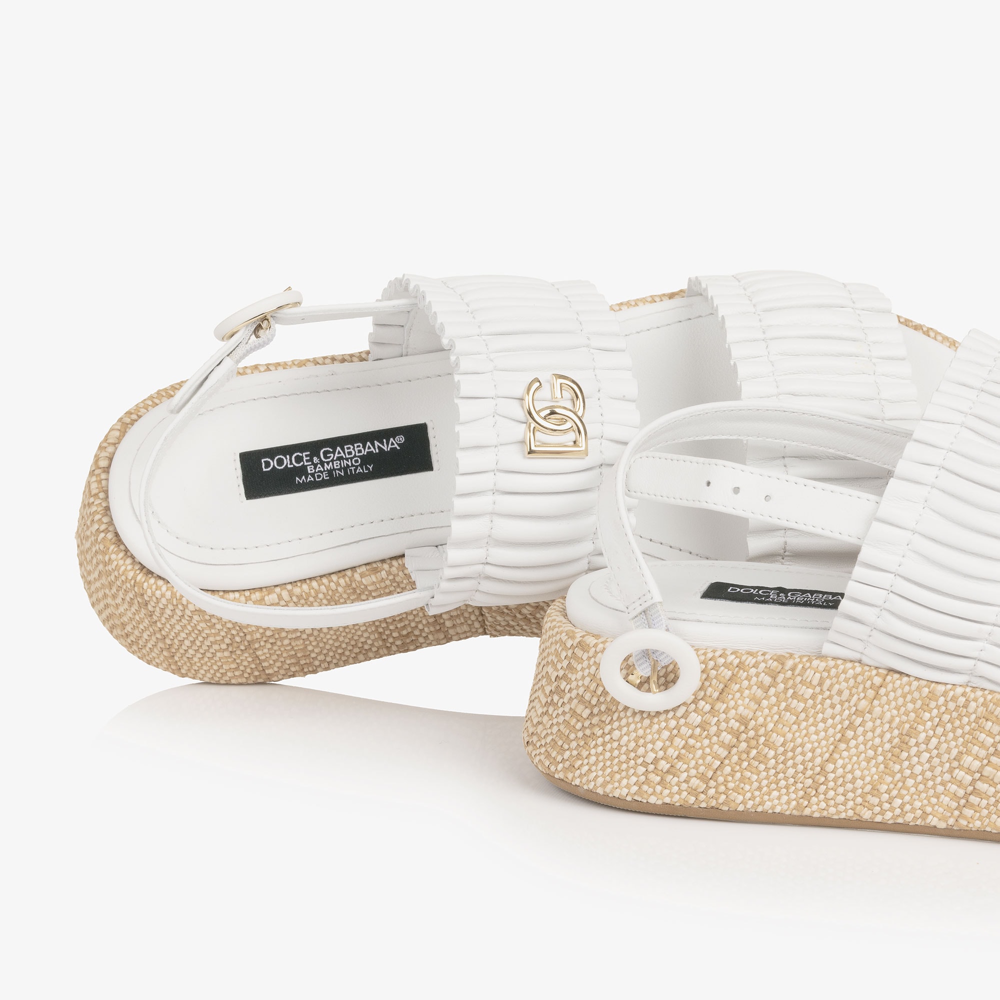 Girls White Ruffle Wedge Sandals - View 5