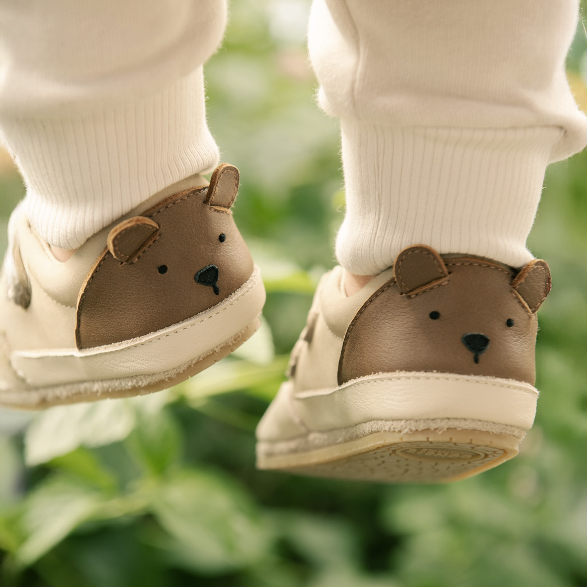 Baby Boys Pale Beige Leather Teddy Bear Pre-Walker Shoes - View 2