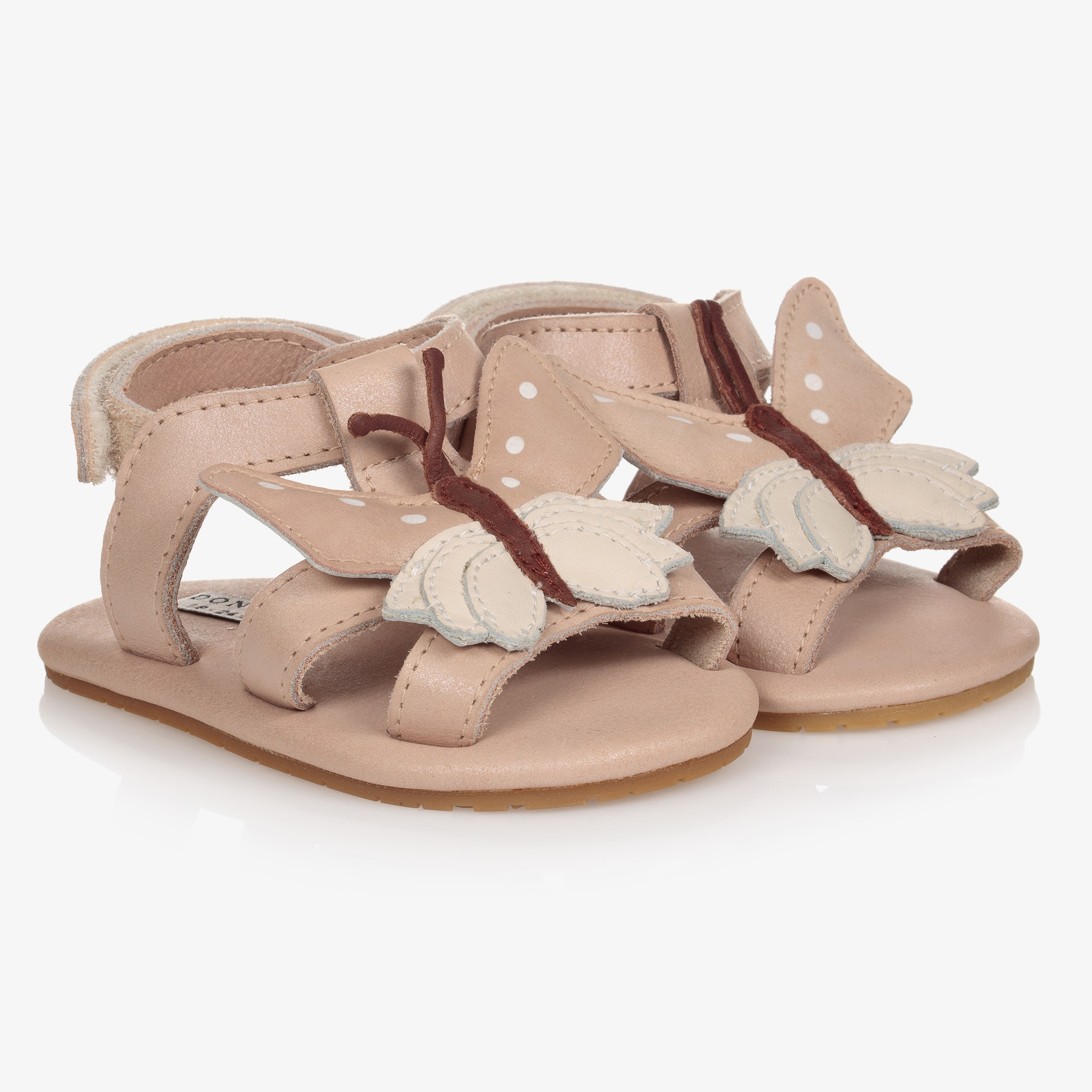 Baby Girls Pink Leather Butterfly Sandals - View 1