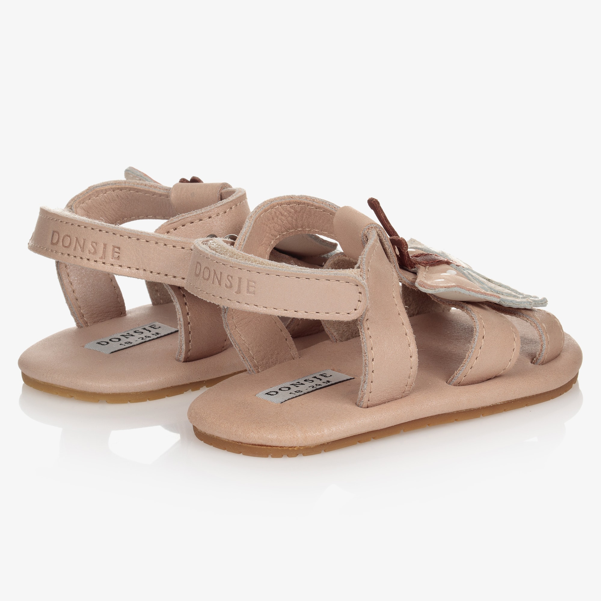 Baby Girls Pink Leather Butterfly Sandals - View 3
