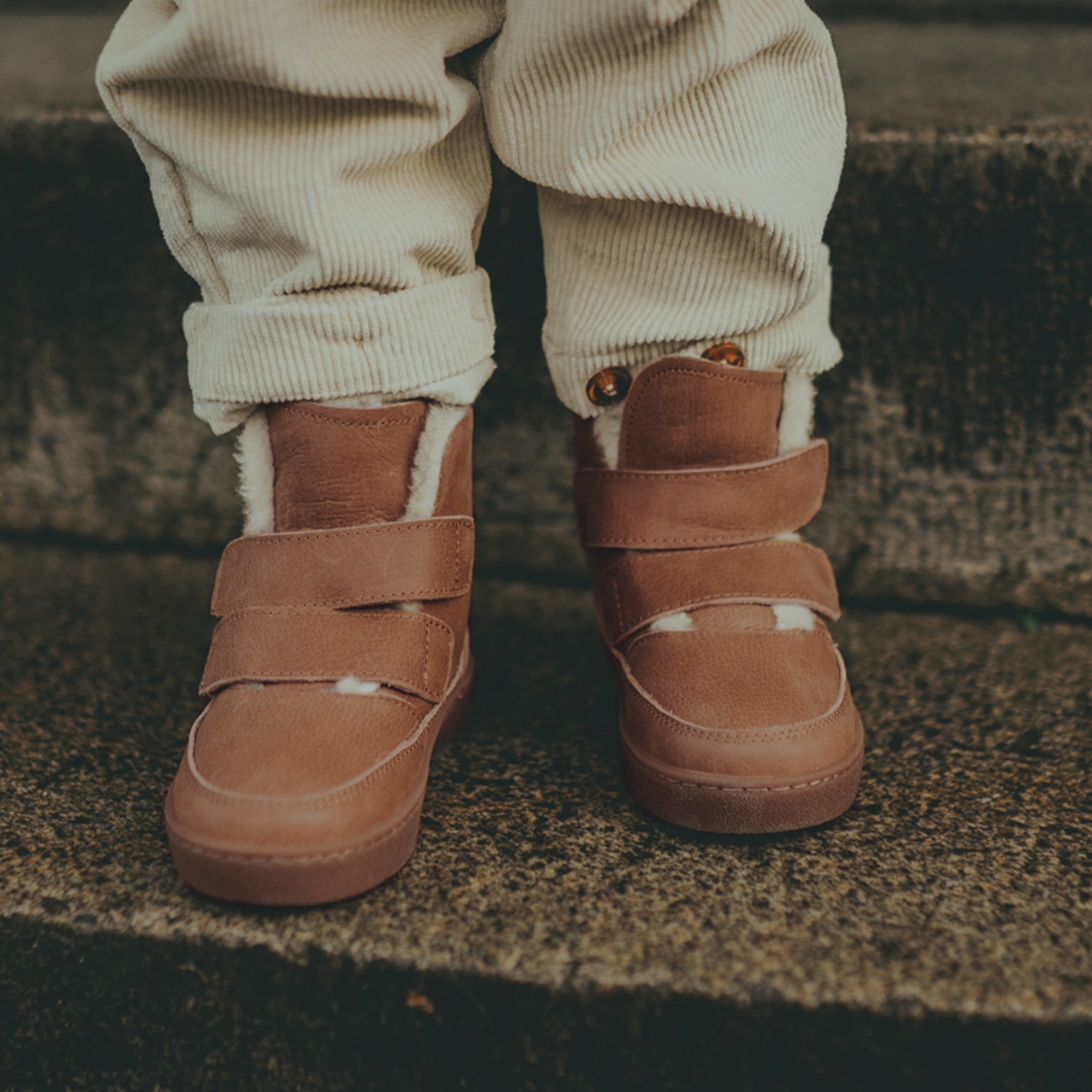Boys Brown Leather Clenn Boots with Fleece Lining - View 2