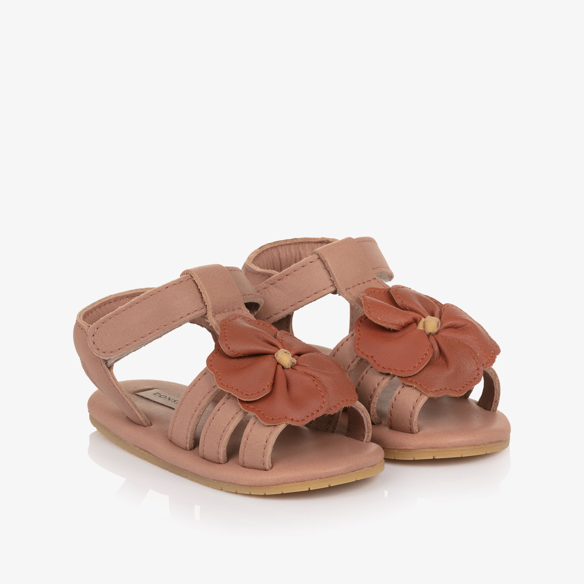 Girls Dusky Pink Floral Leather Pre-Walker Sandals - View 1
