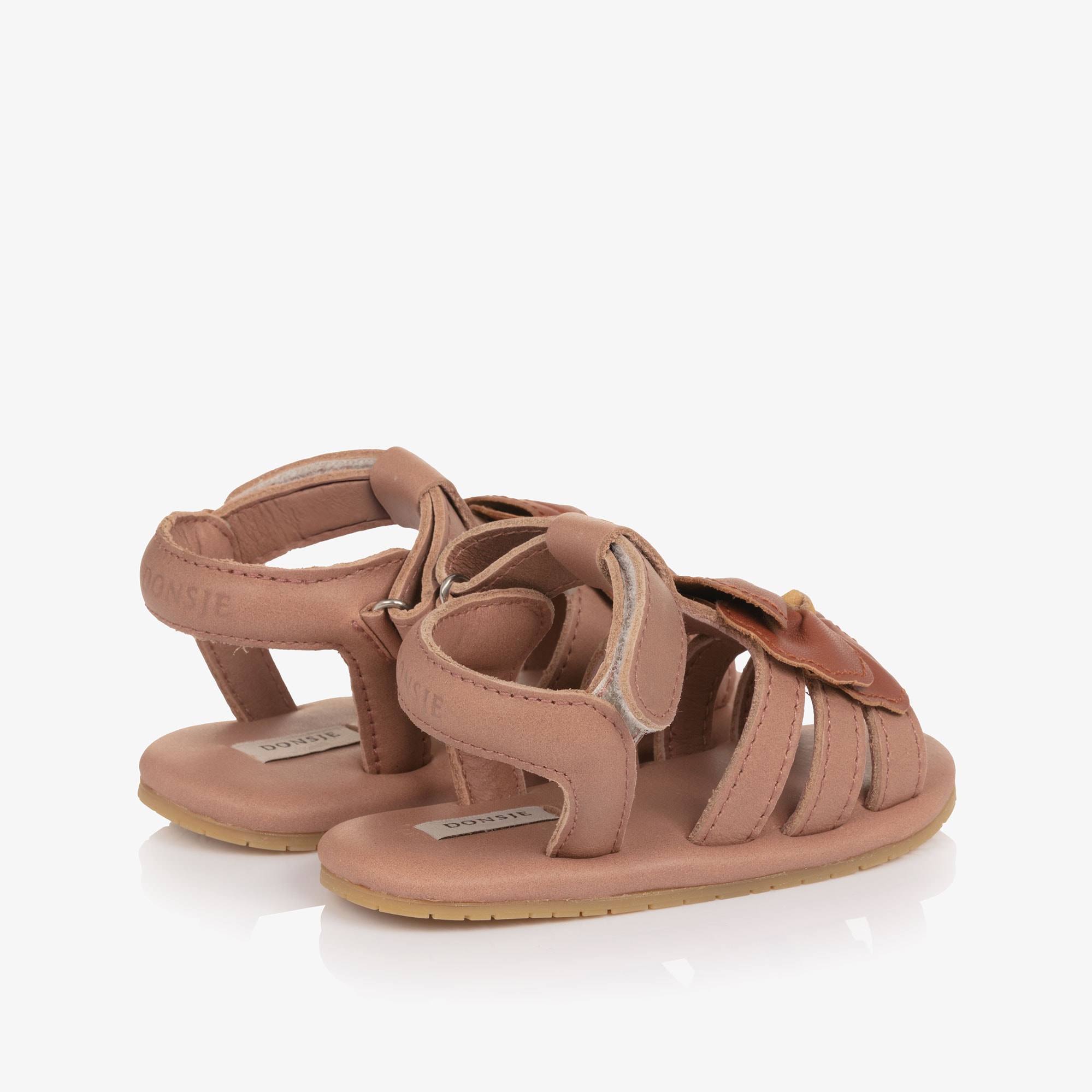 Girls Dusky Pink Floral Leather Pre-Walker Sandals - View 2