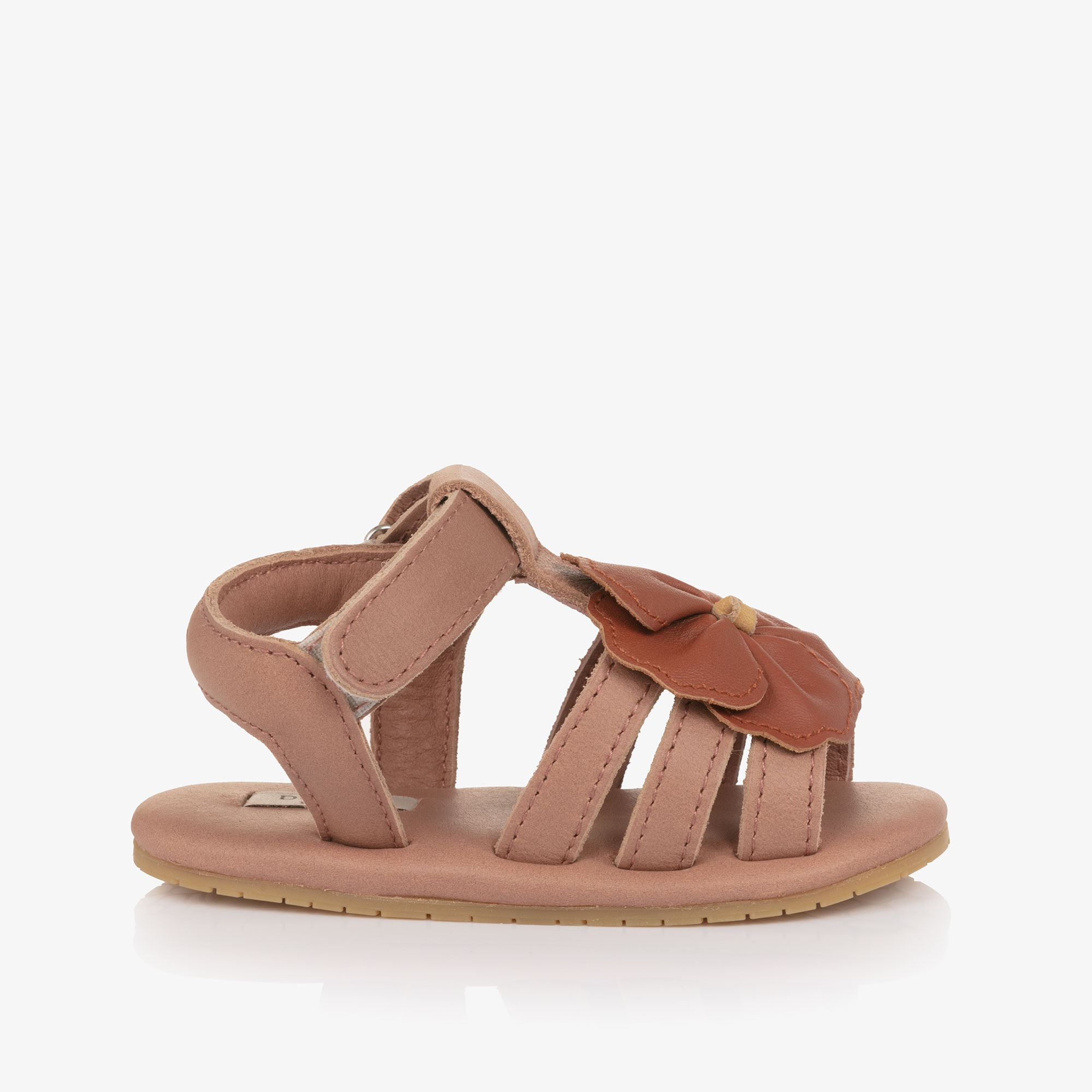 Girls Dusky Pink Floral Leather Pre-Walker Sandals - View 4