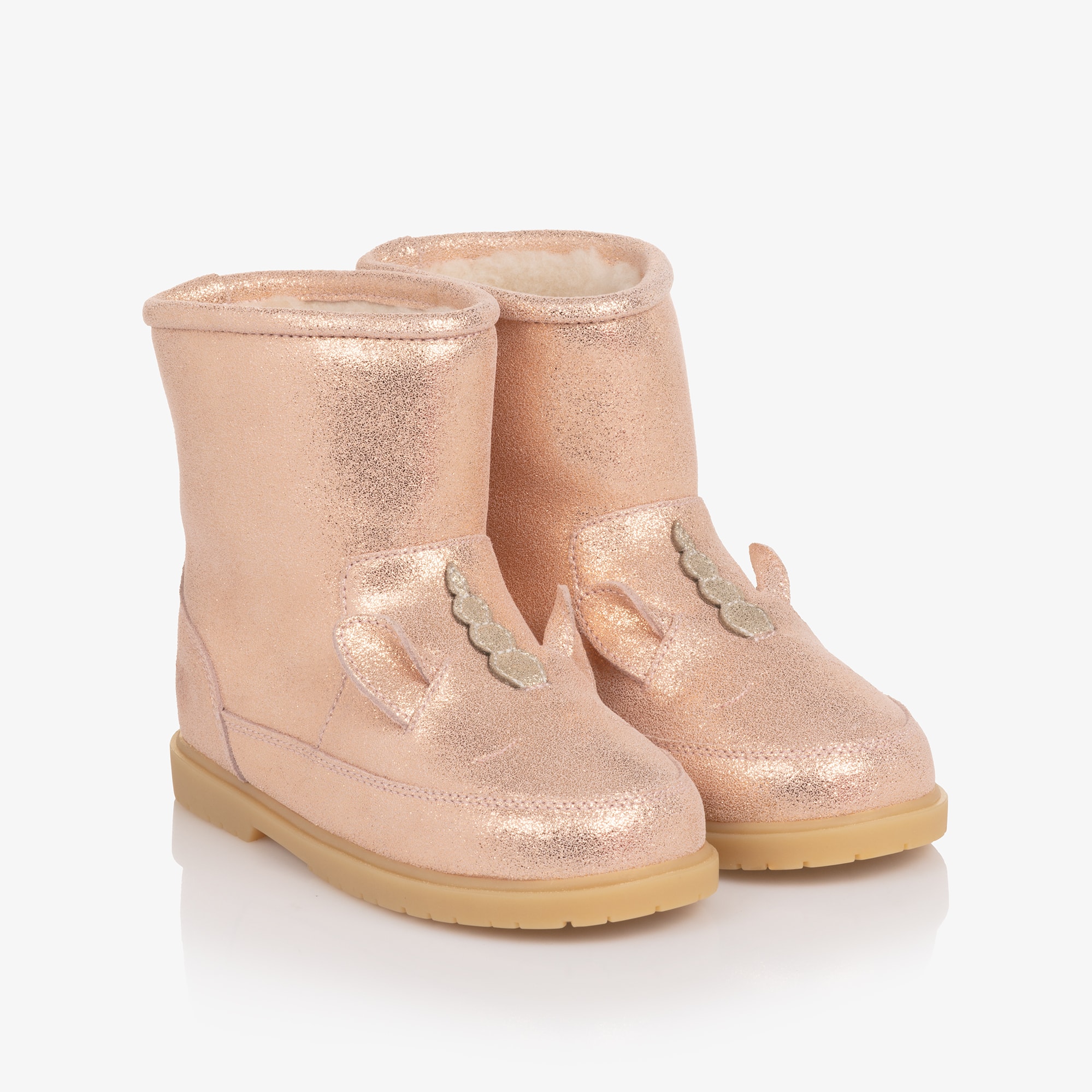 Girls Pink Metallic Leather Xelly Unicorn Boots - View 1