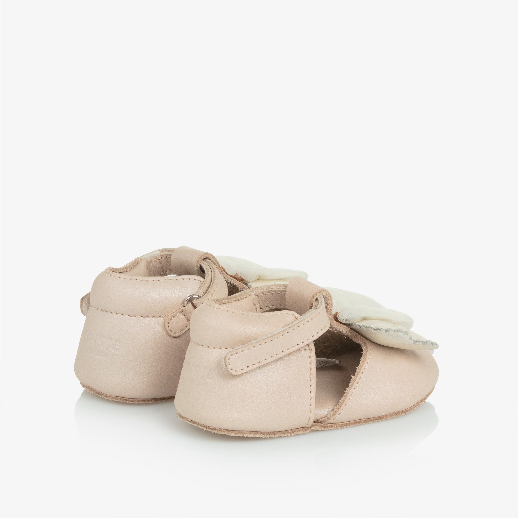 Girls Powder Pink Leather Butterfly Pre-Walkers - View 2