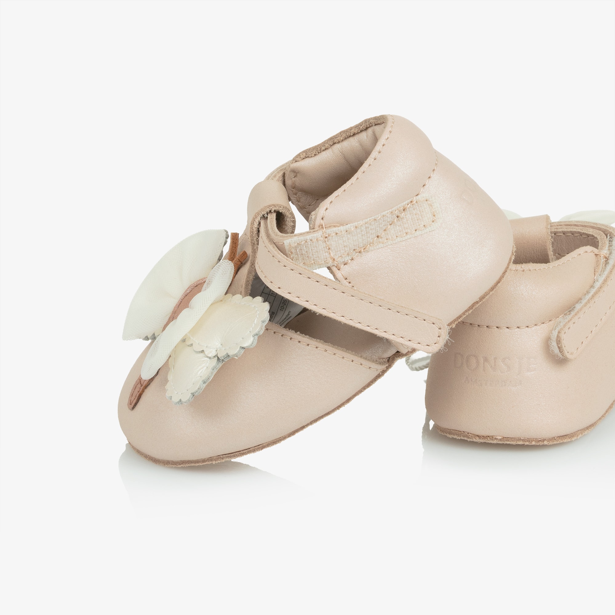 Girls Powder Pink Leather Butterfly Pre-Walkers - View 5