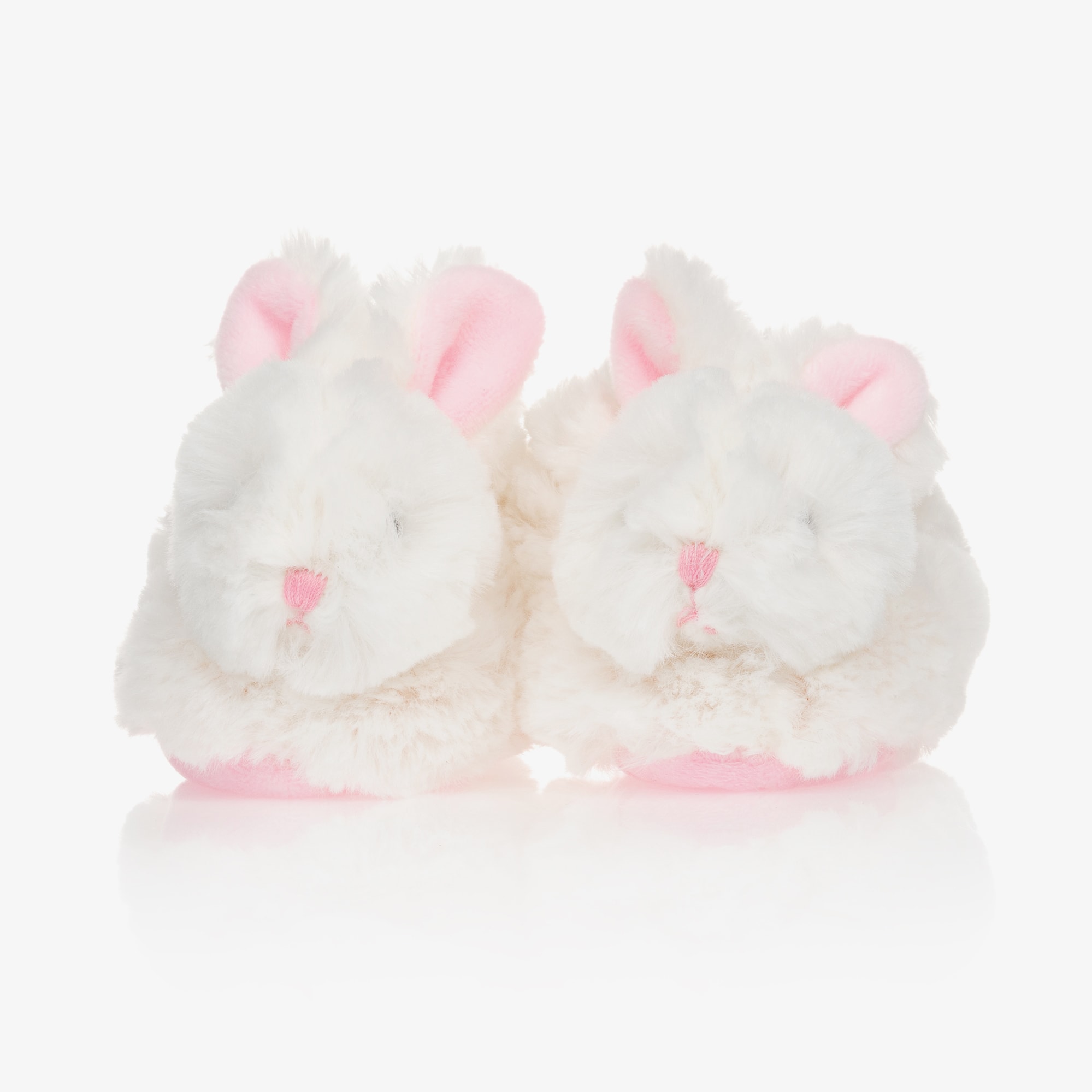 White & Pink Plush Rattle Baby Slippers - View 2