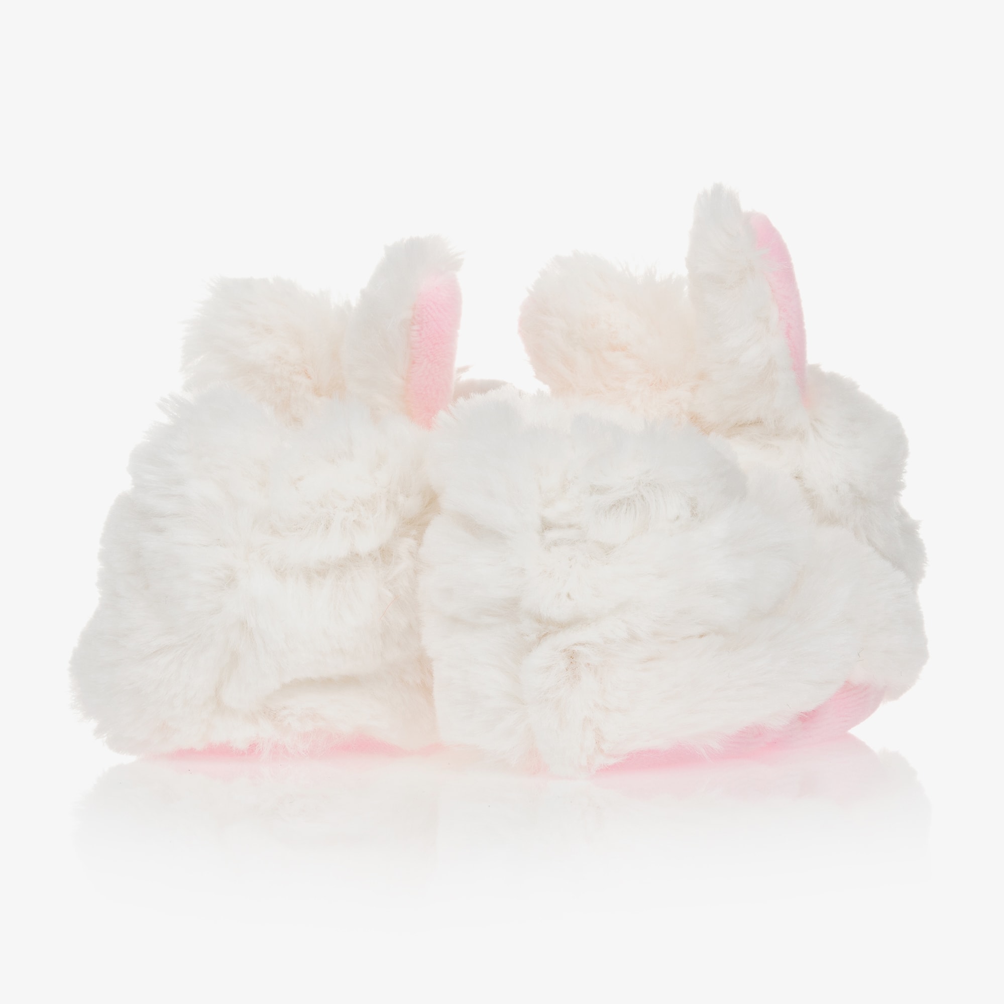 White & Pink Plush Rattle Baby Slippers - View 3