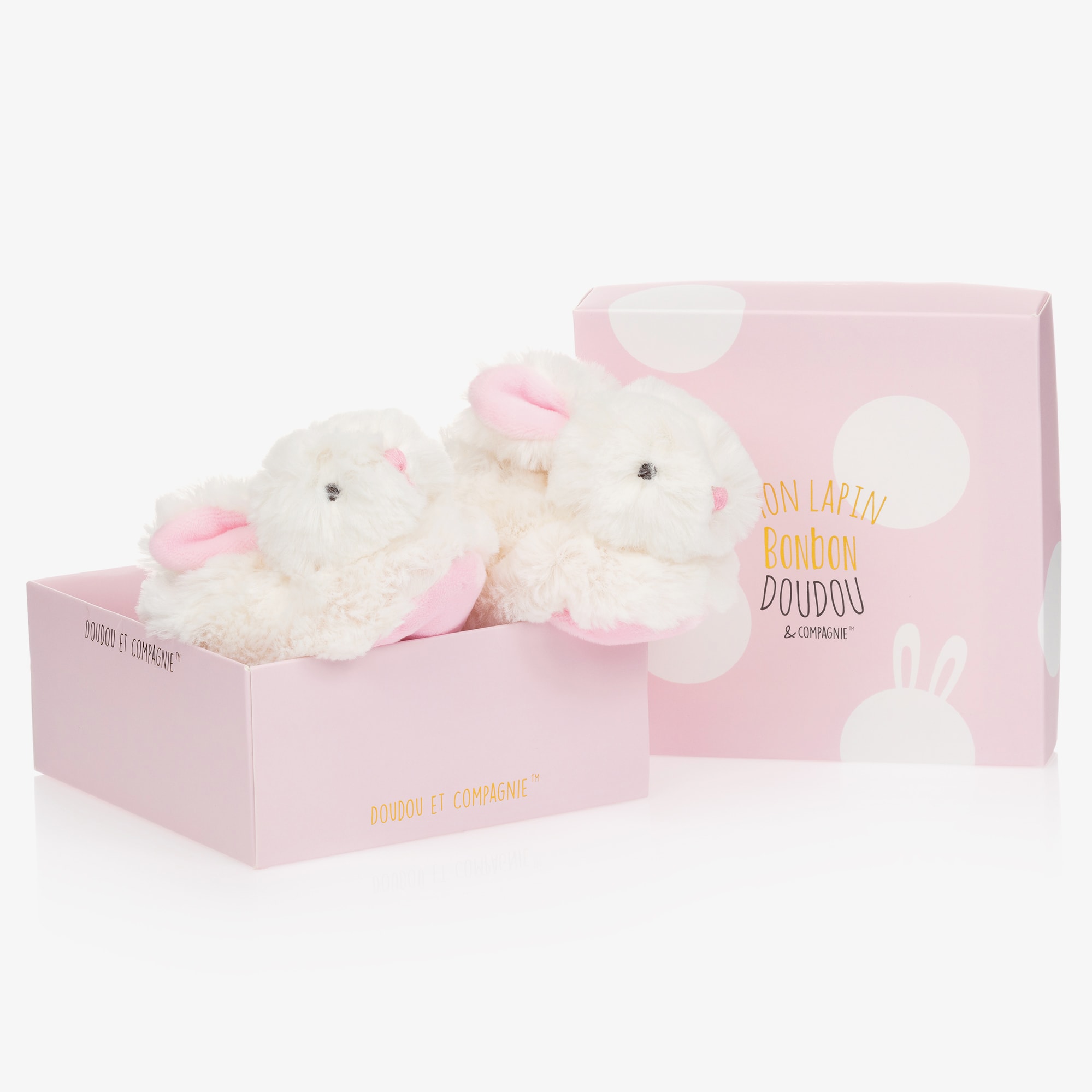 White & Pink Plush Rattle Baby Slippers - View 5
