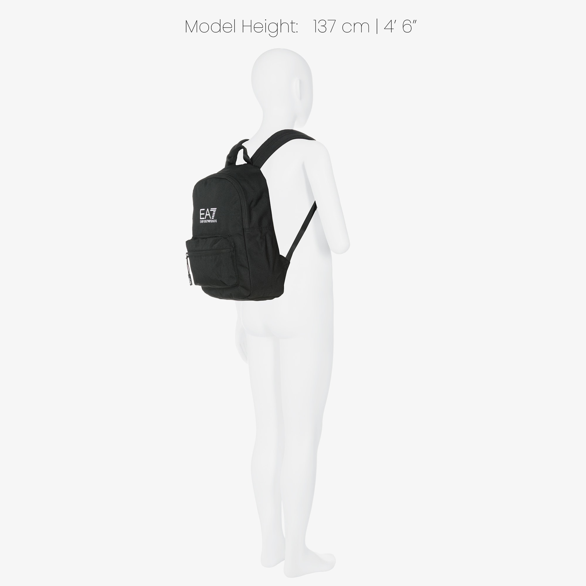 Black Canvas Backpack with White Logo Print (34cm) - View 2