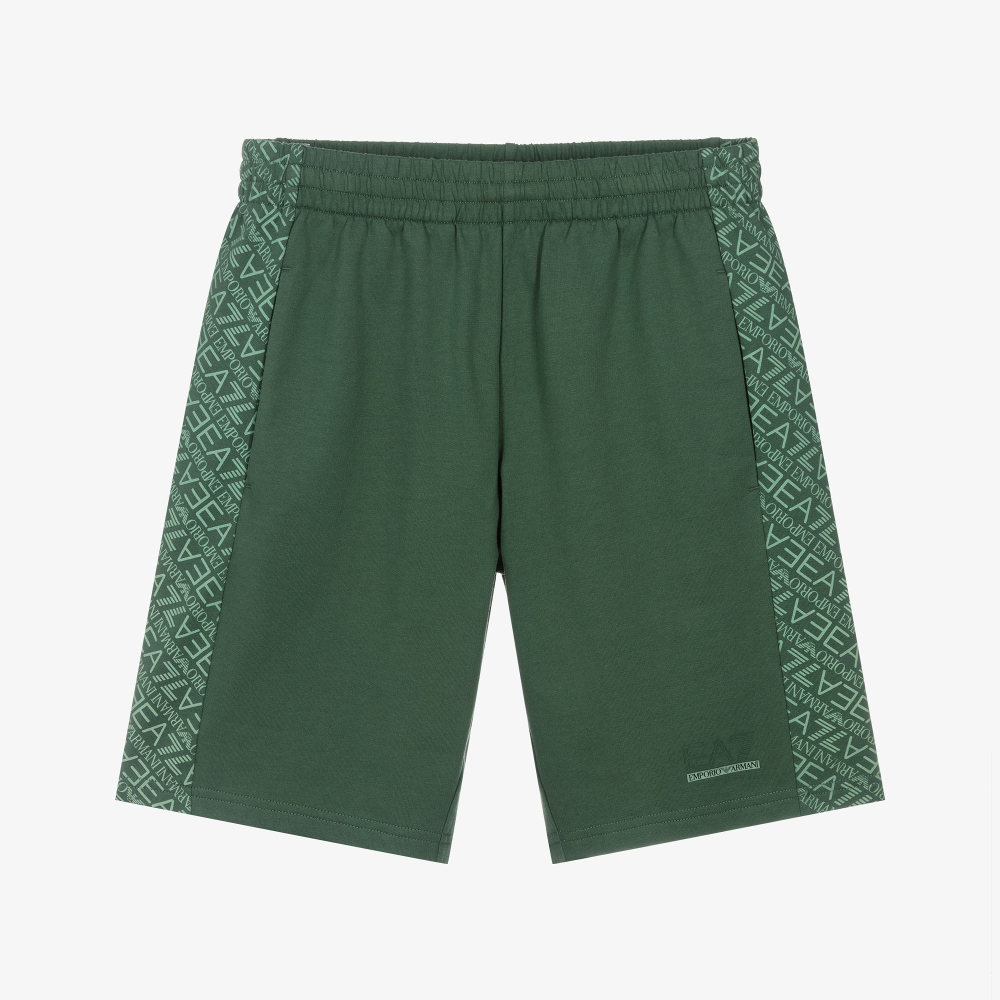 Boys Black Cotton Jersey Bermuda Shorts with Logo Panels - View 1