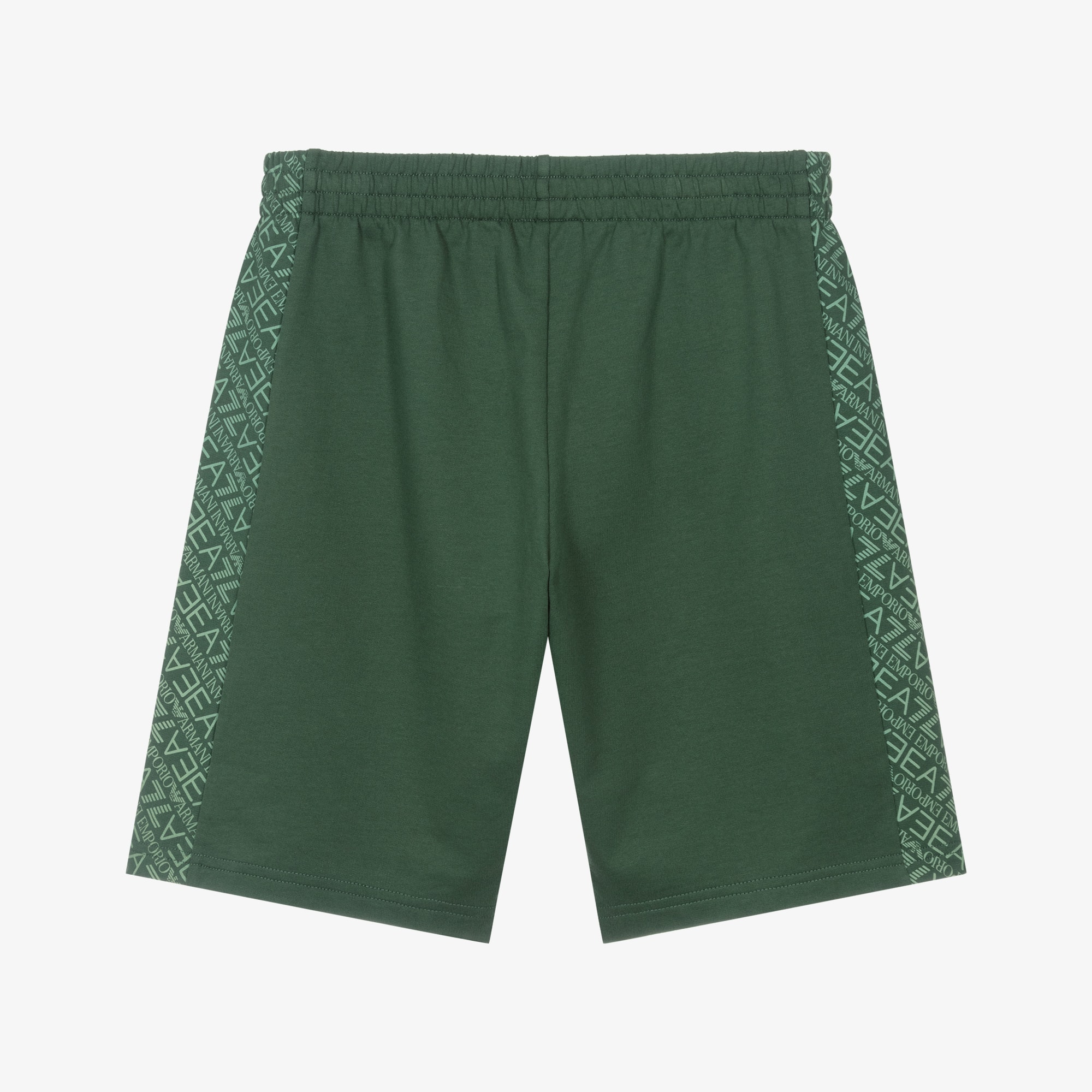 Boys Black Cotton Jersey Bermuda Shorts with Logo Panels - View 2