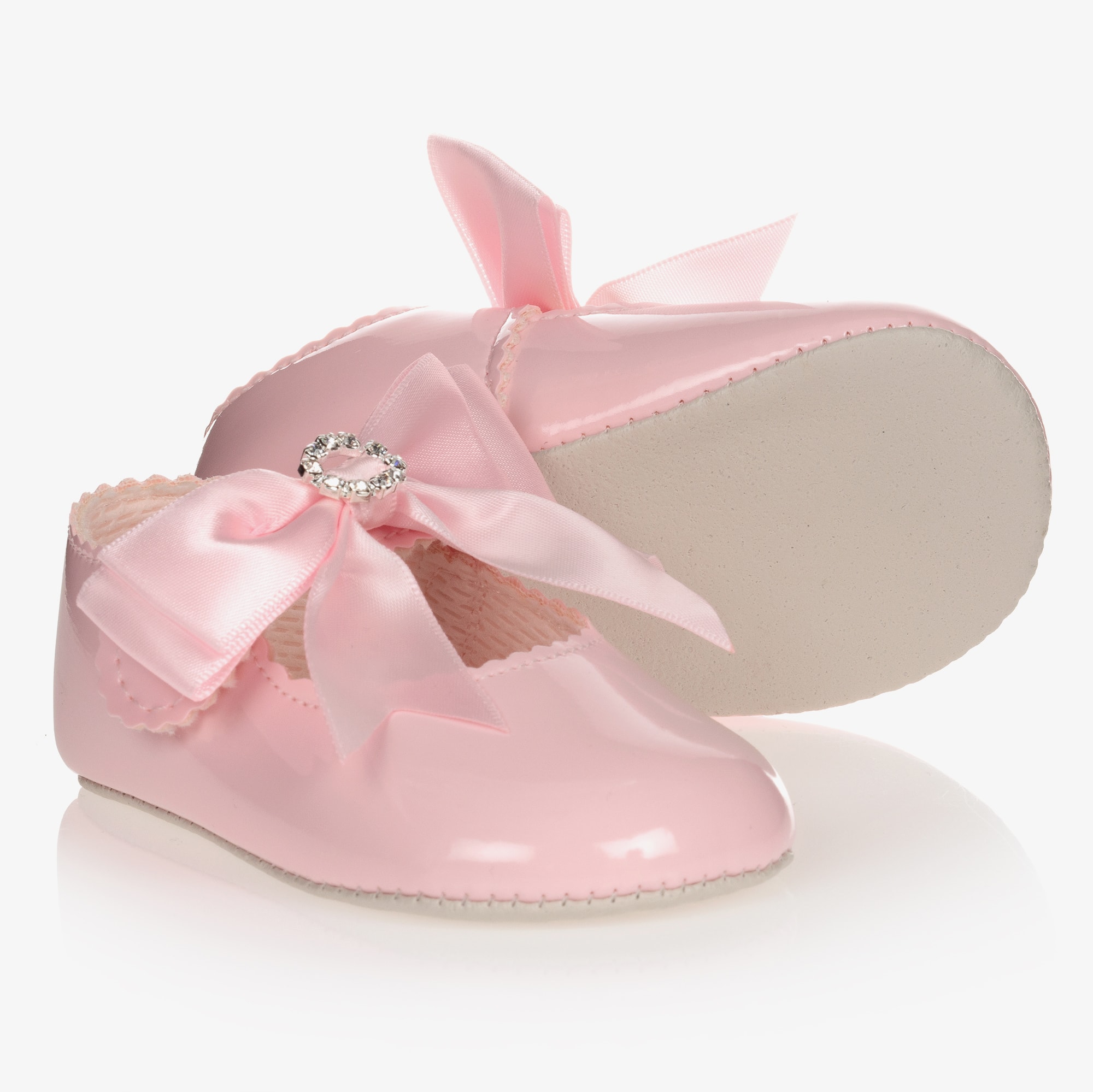 Girls White Patent Faux Leather Pre-Walker Shoes - View 1