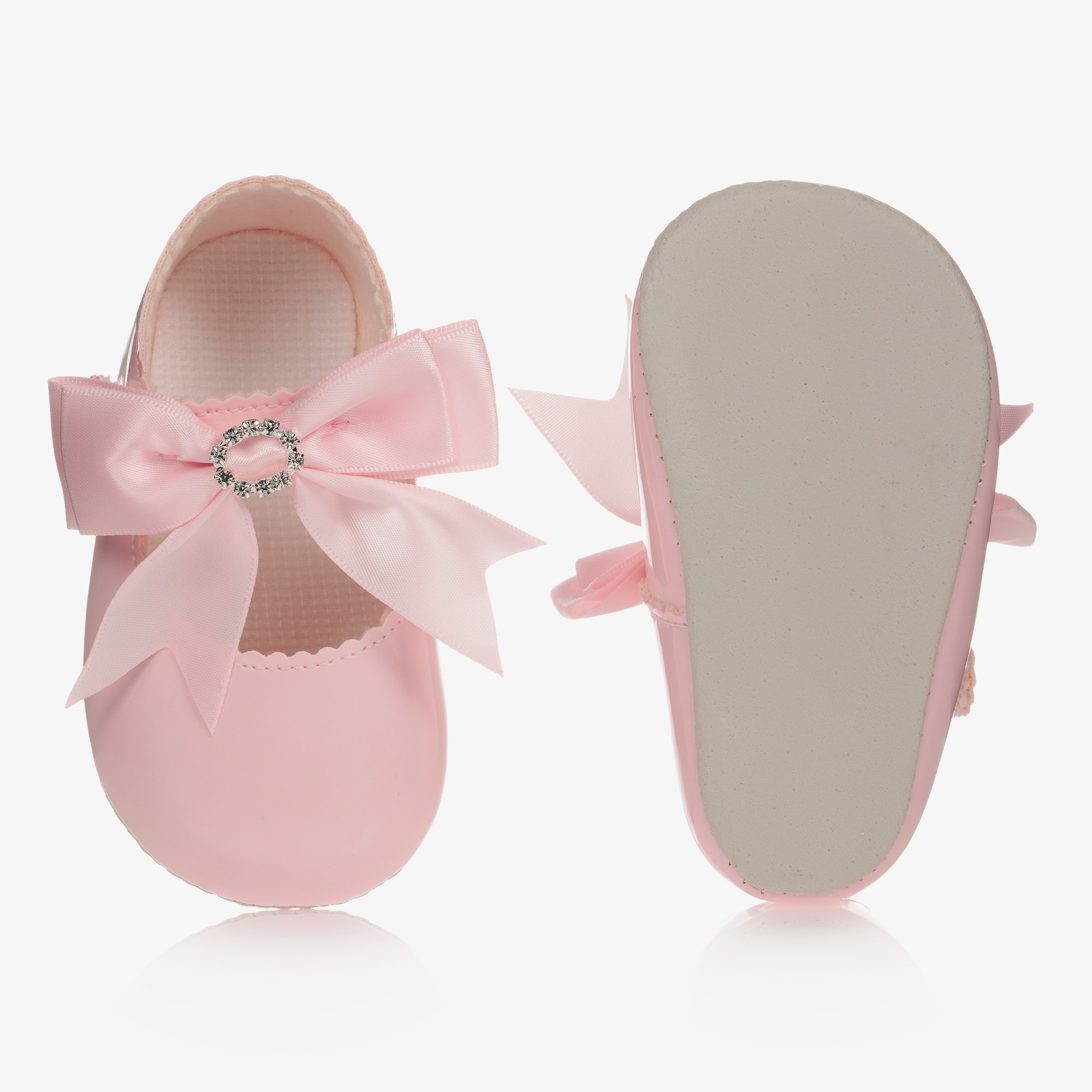 Girls White Patent Faux Leather Pre-Walker Shoes - View 4