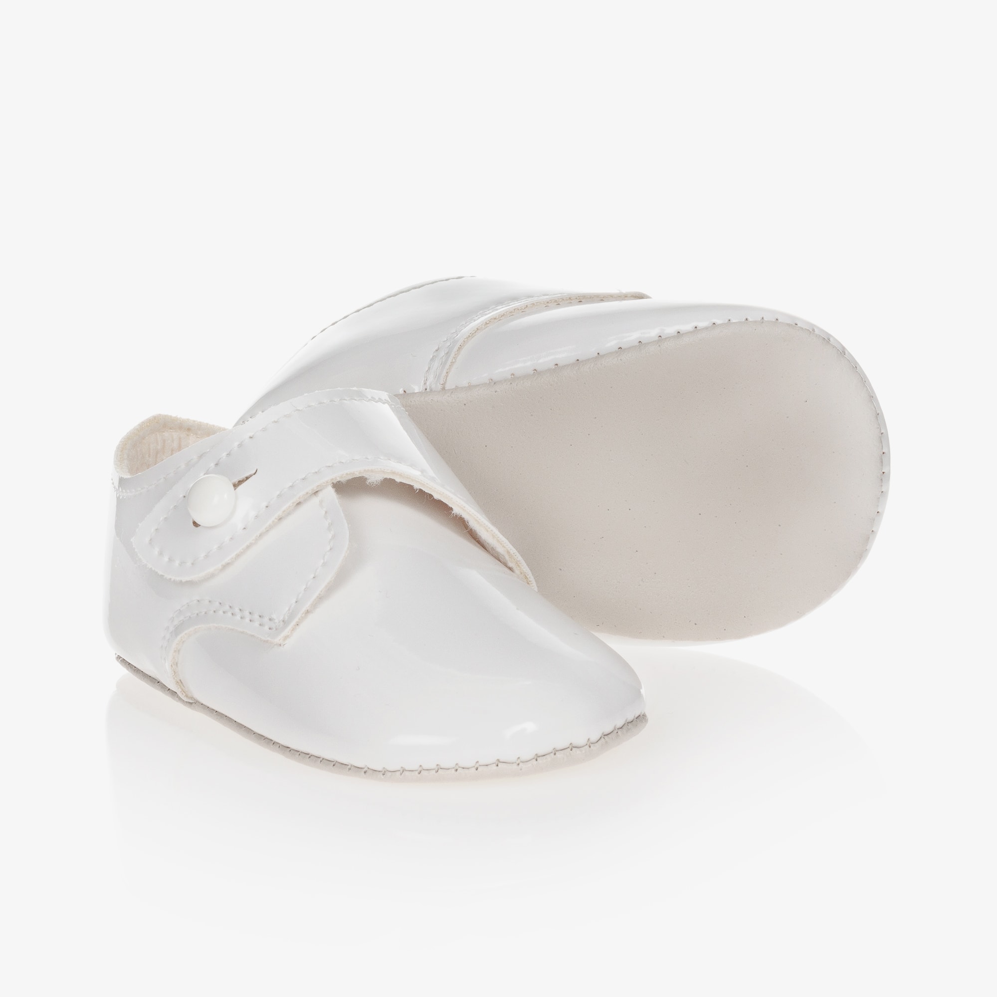 White Patent Faux Leather Pre-Walker Shoes - View 1