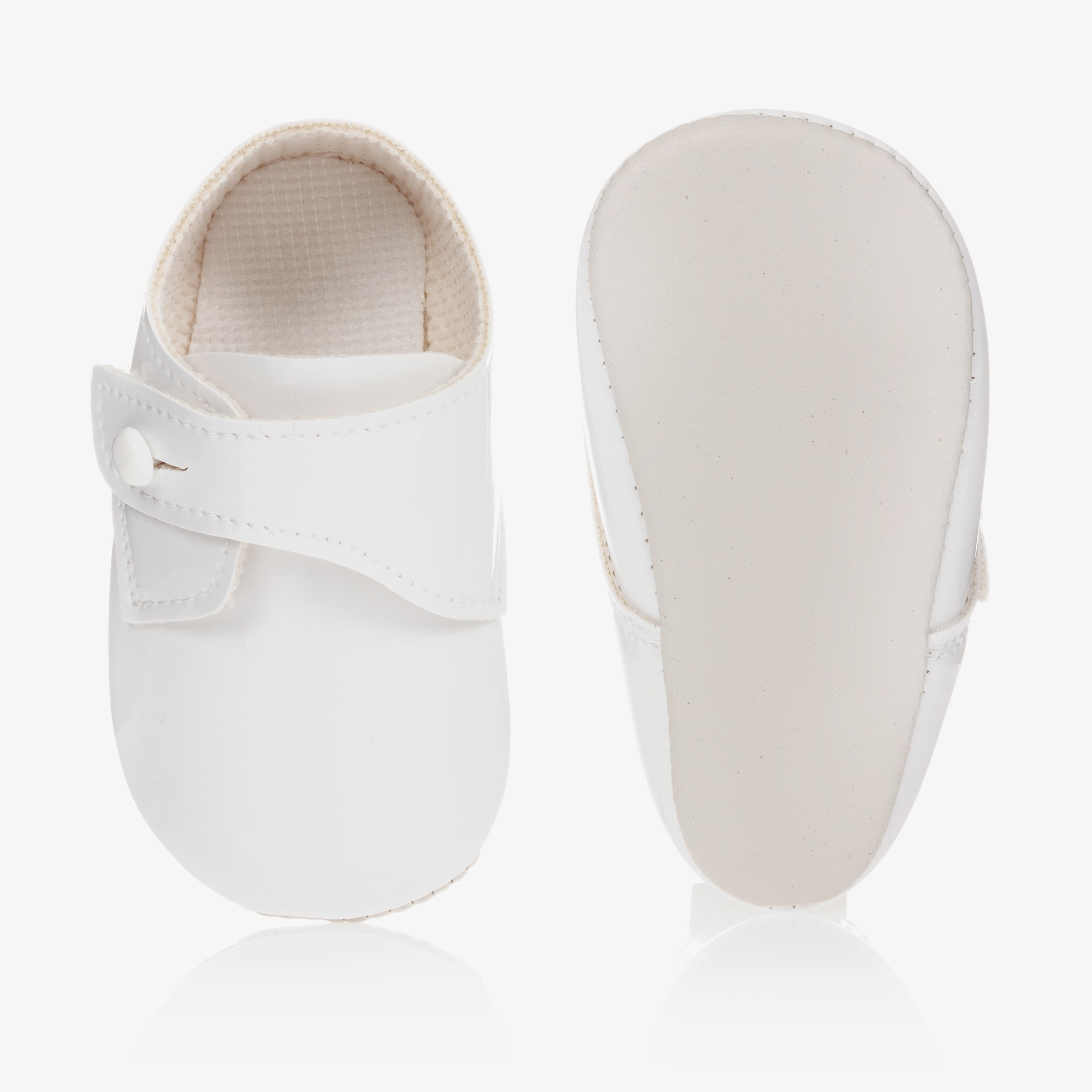 White Patent Faux Leather Pre-Walker Shoes - View 3
