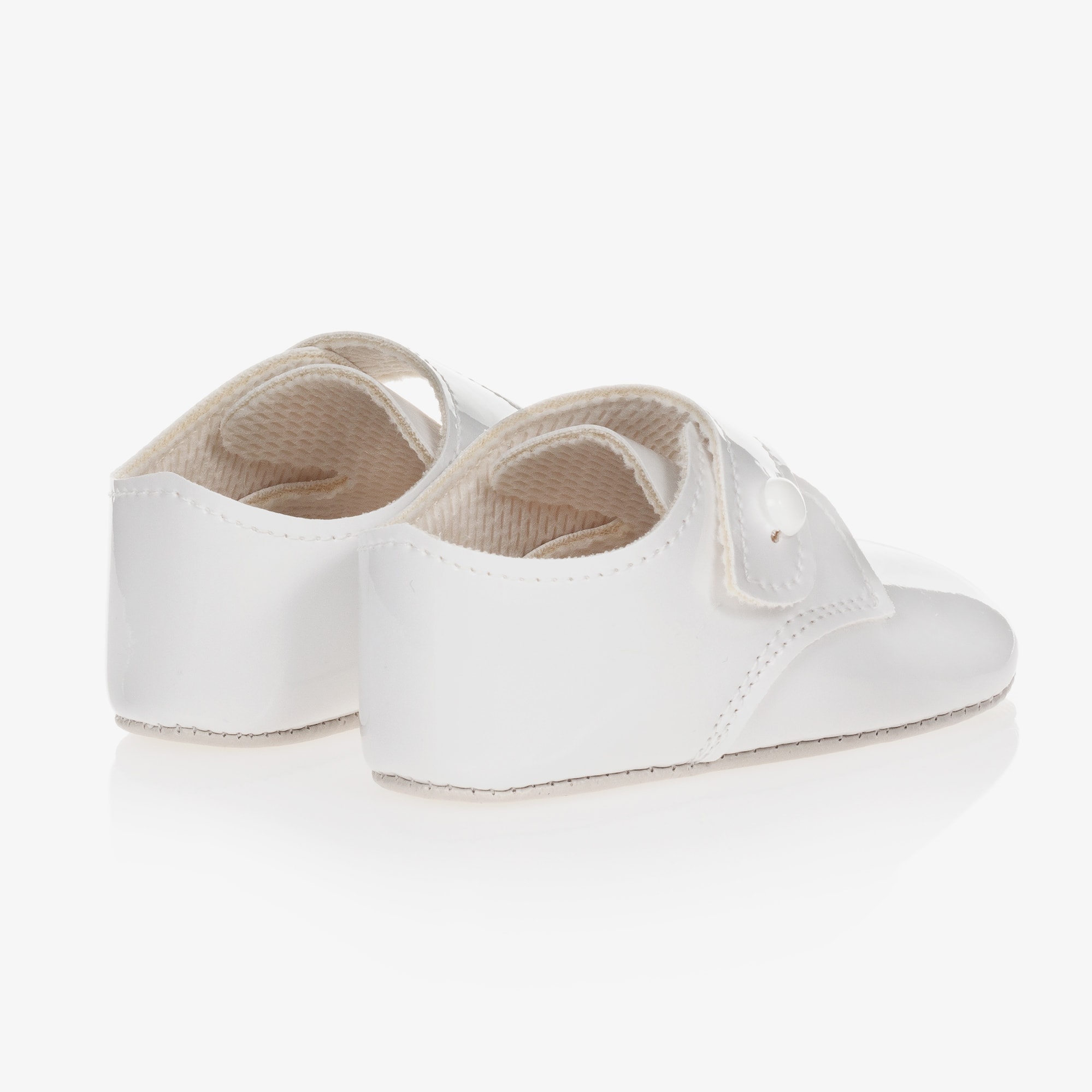 White Patent Faux Leather Pre-Walker Shoes - View 4
