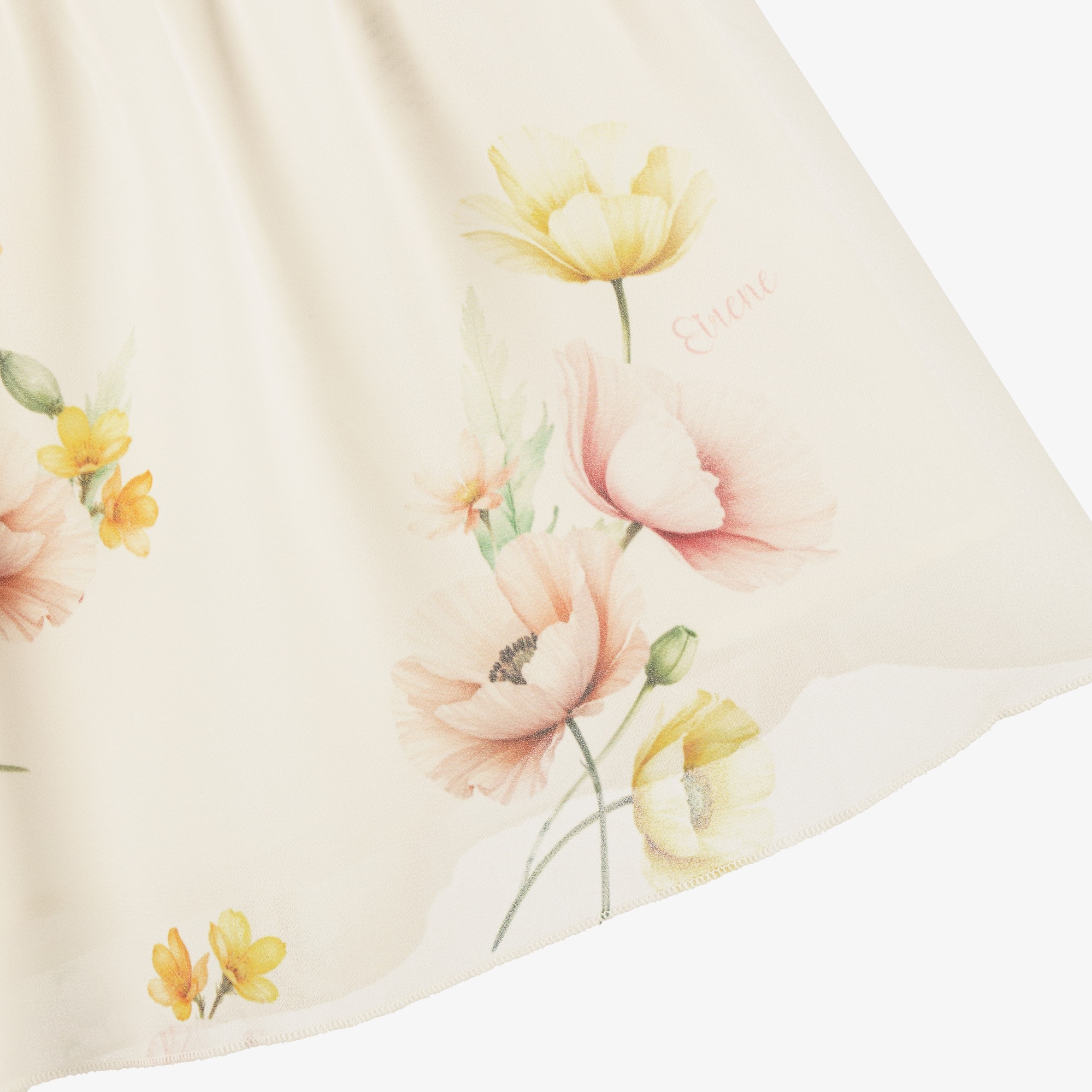 Girls Ivory Chiffon Floral Print Ruffle Dress - View 4