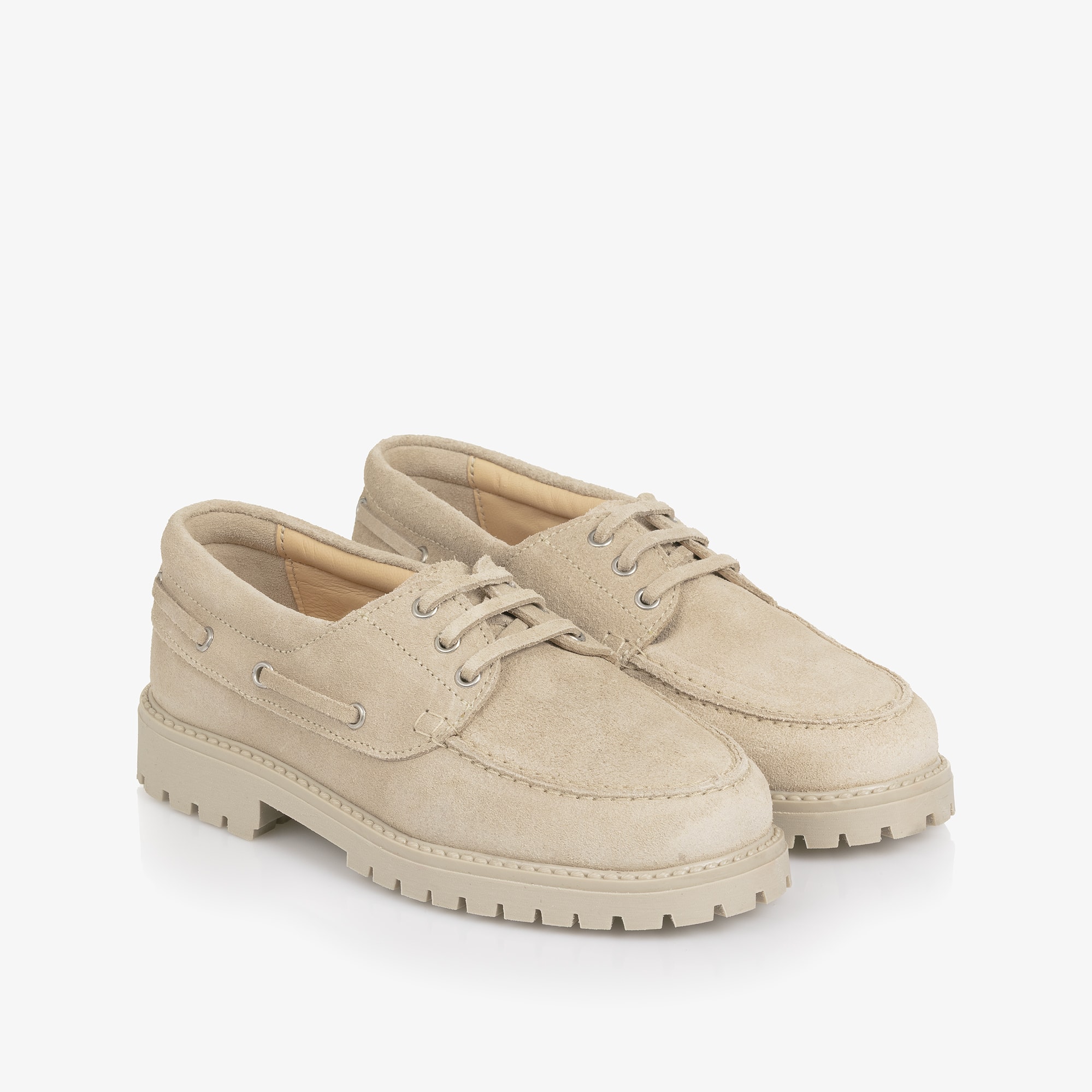 Beige Suede Leather Loafers - View 1