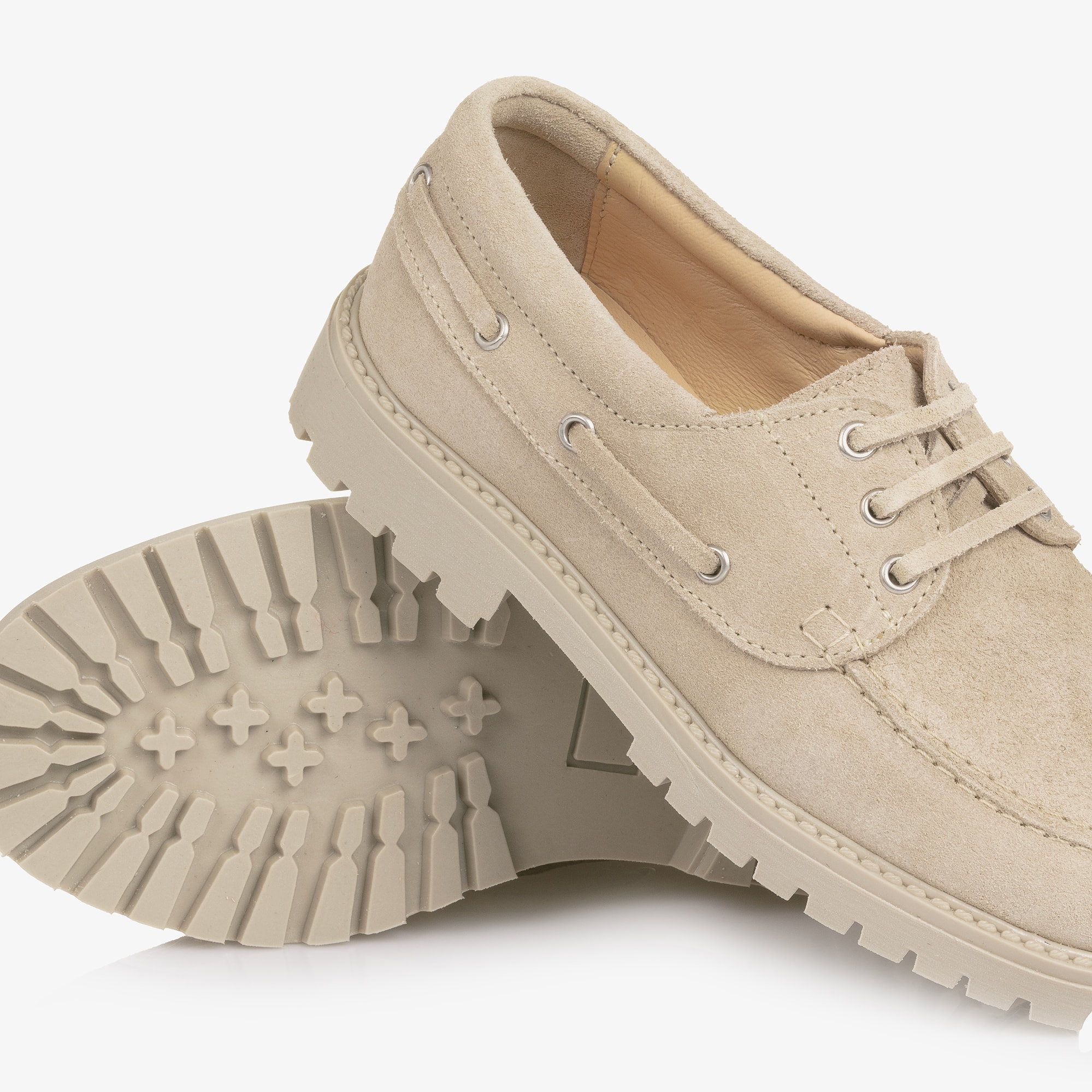 Beige Suede Leather Loafers - View 6