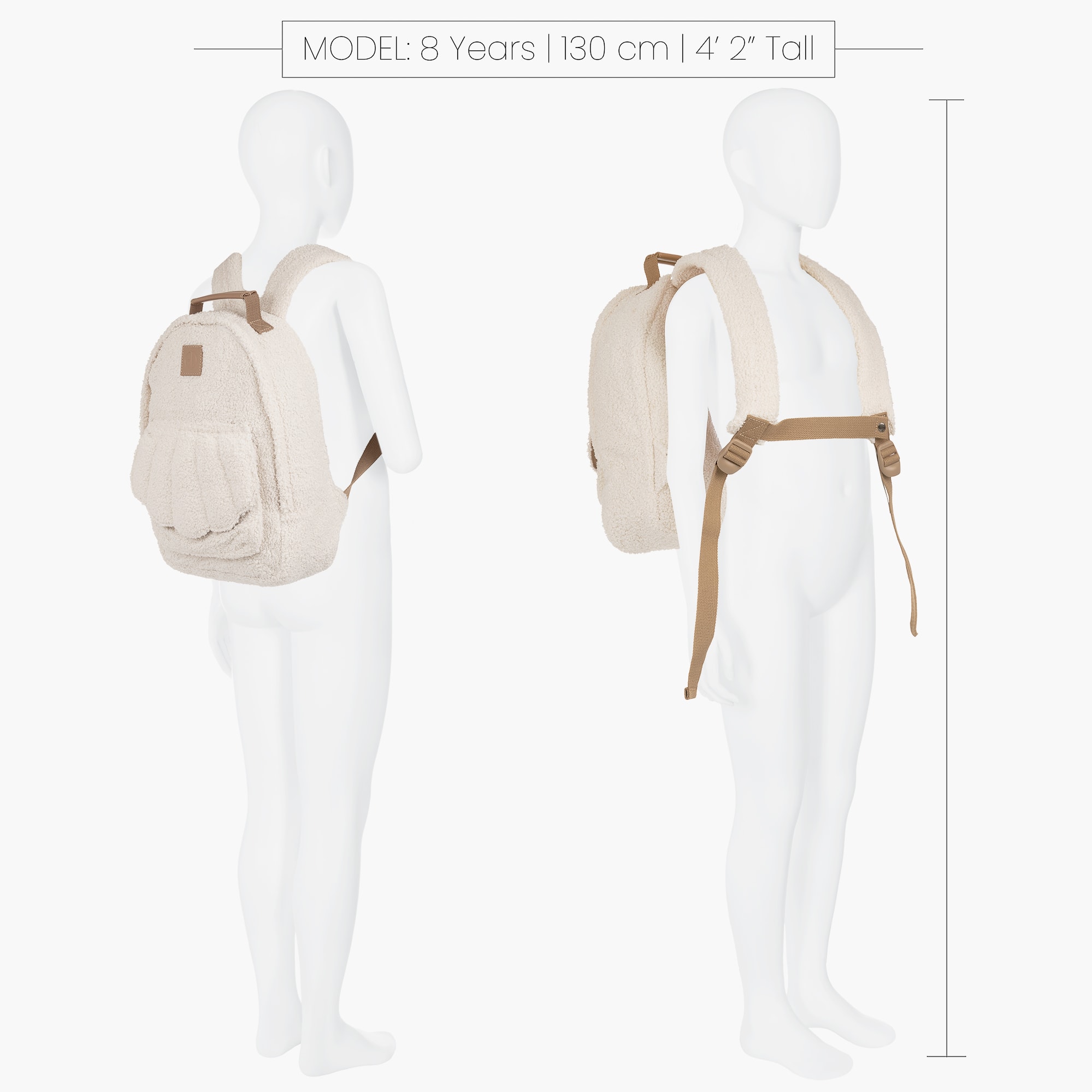 Ivory Bouclé Shell Pocket Backpack (36cm) - View 2