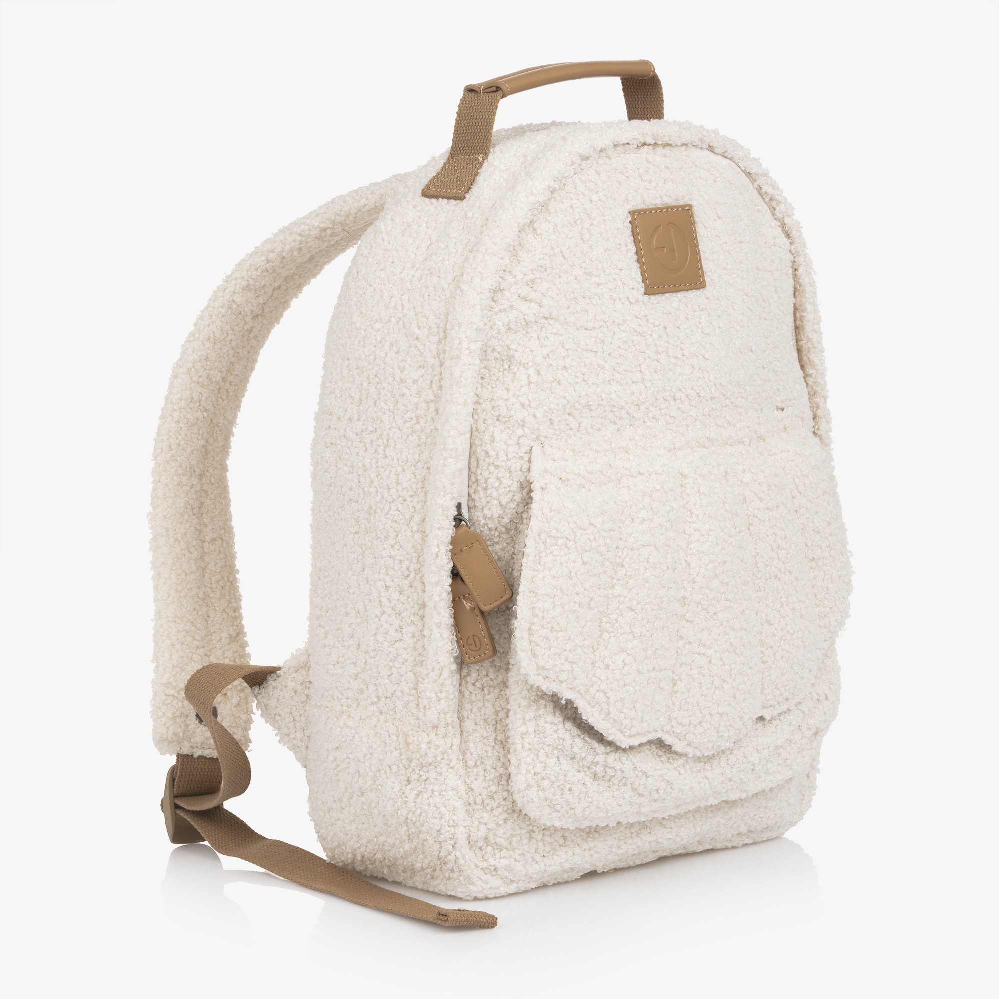Ivory Bouclé Shell Pocket Backpack (36cm) - View 3