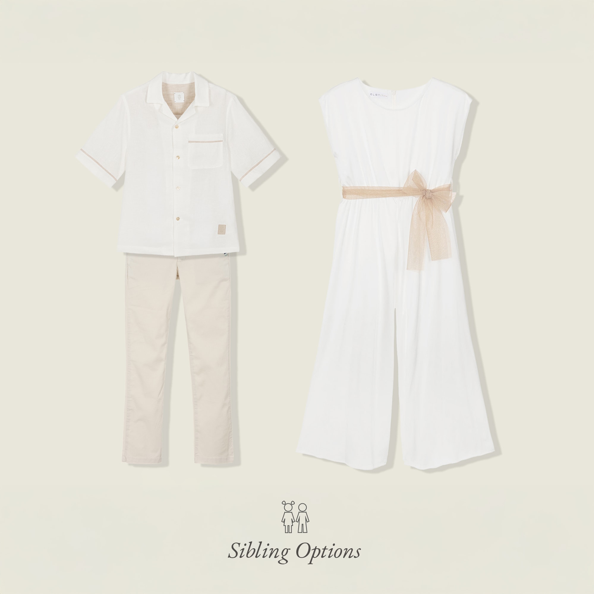 Girls White Satin Jumpsuit with Gold Tulle Sash Belt - View 7