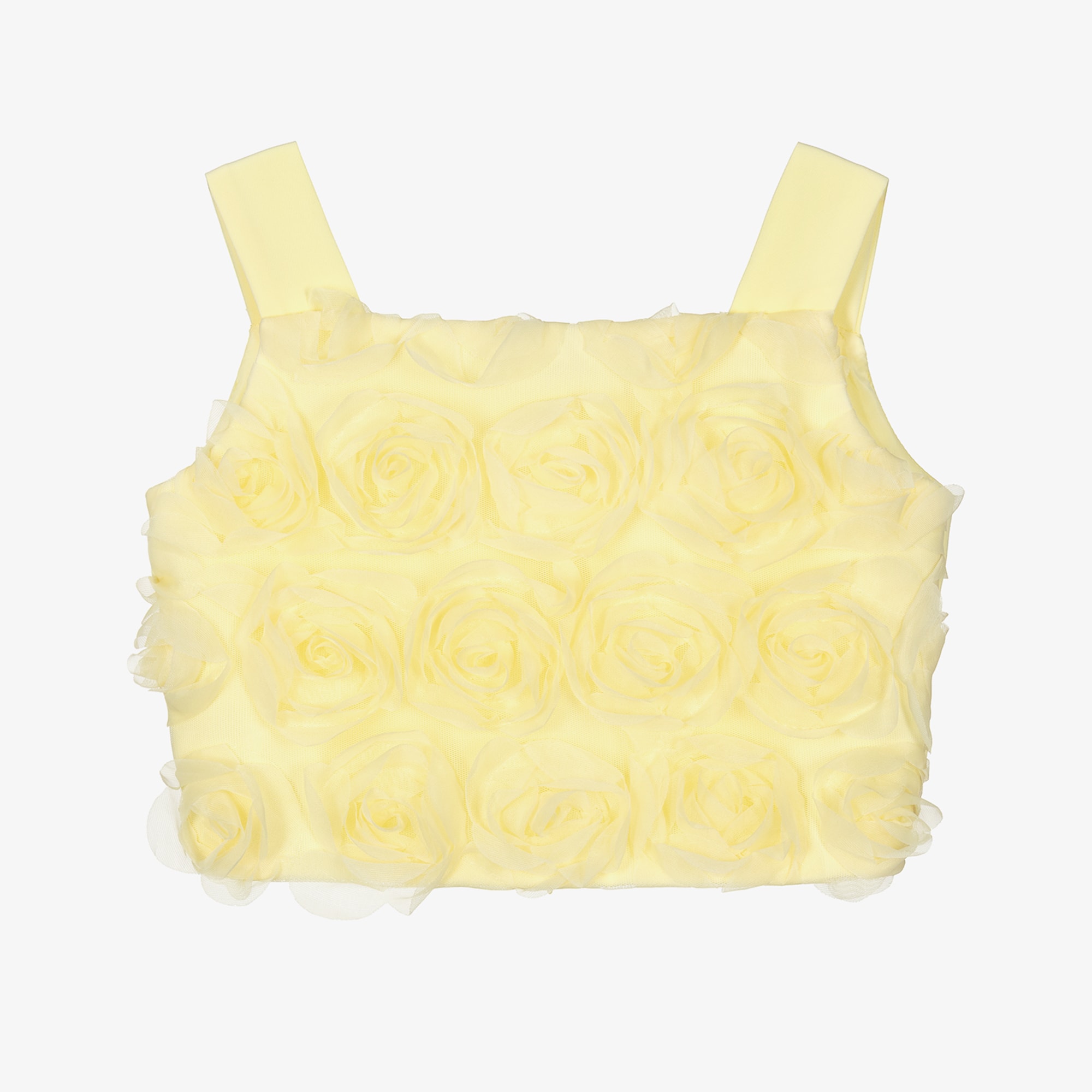 Girls White Tulle Roses Blouse - View 1