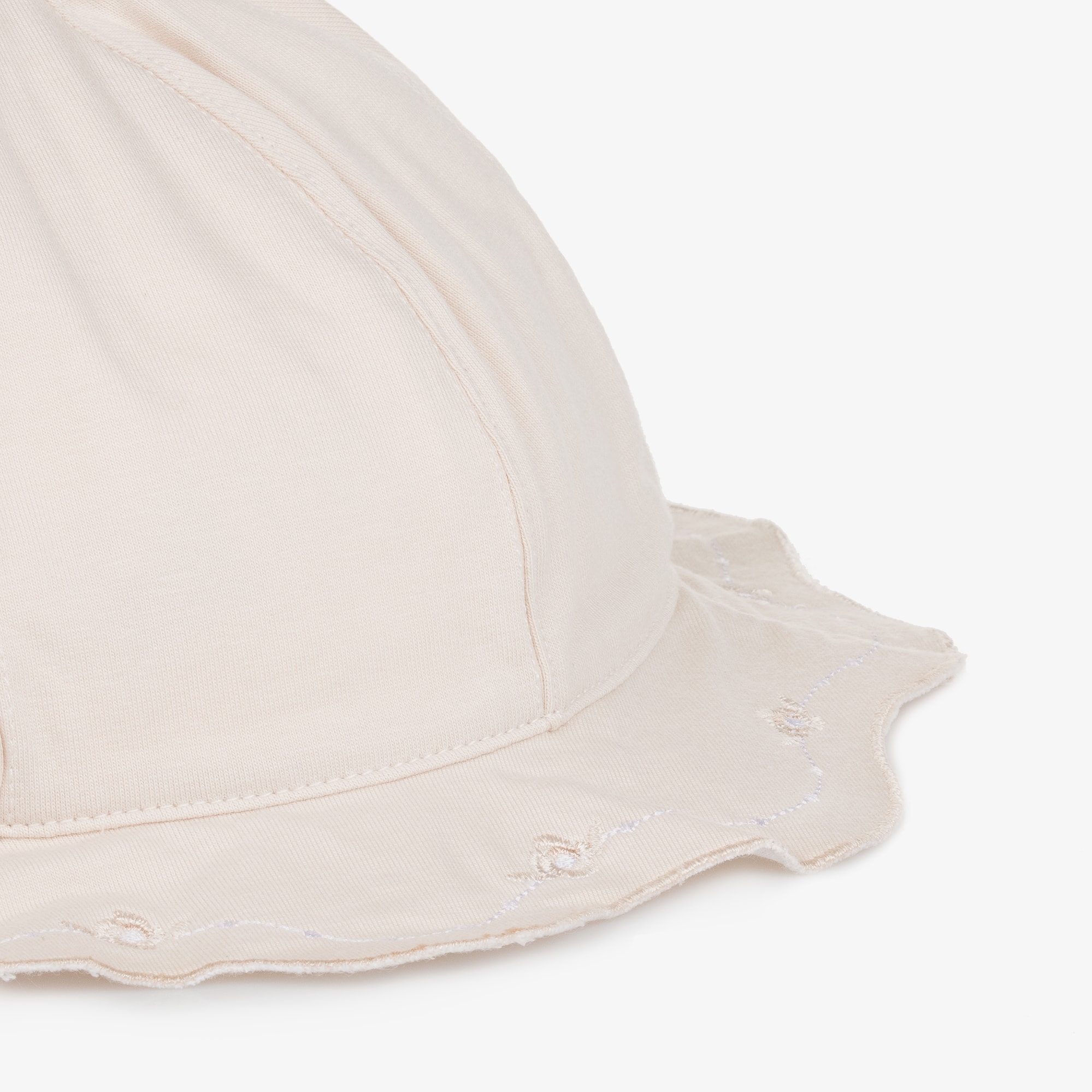 Baby Girls Beige Embroidered Sun Hat - View 3