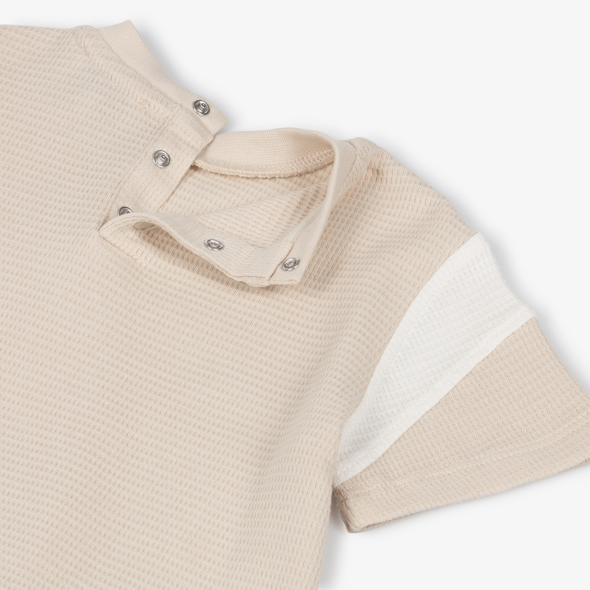 Boys Beige & Ivory Cotton Embroidered Logo T-Shirt - View 3