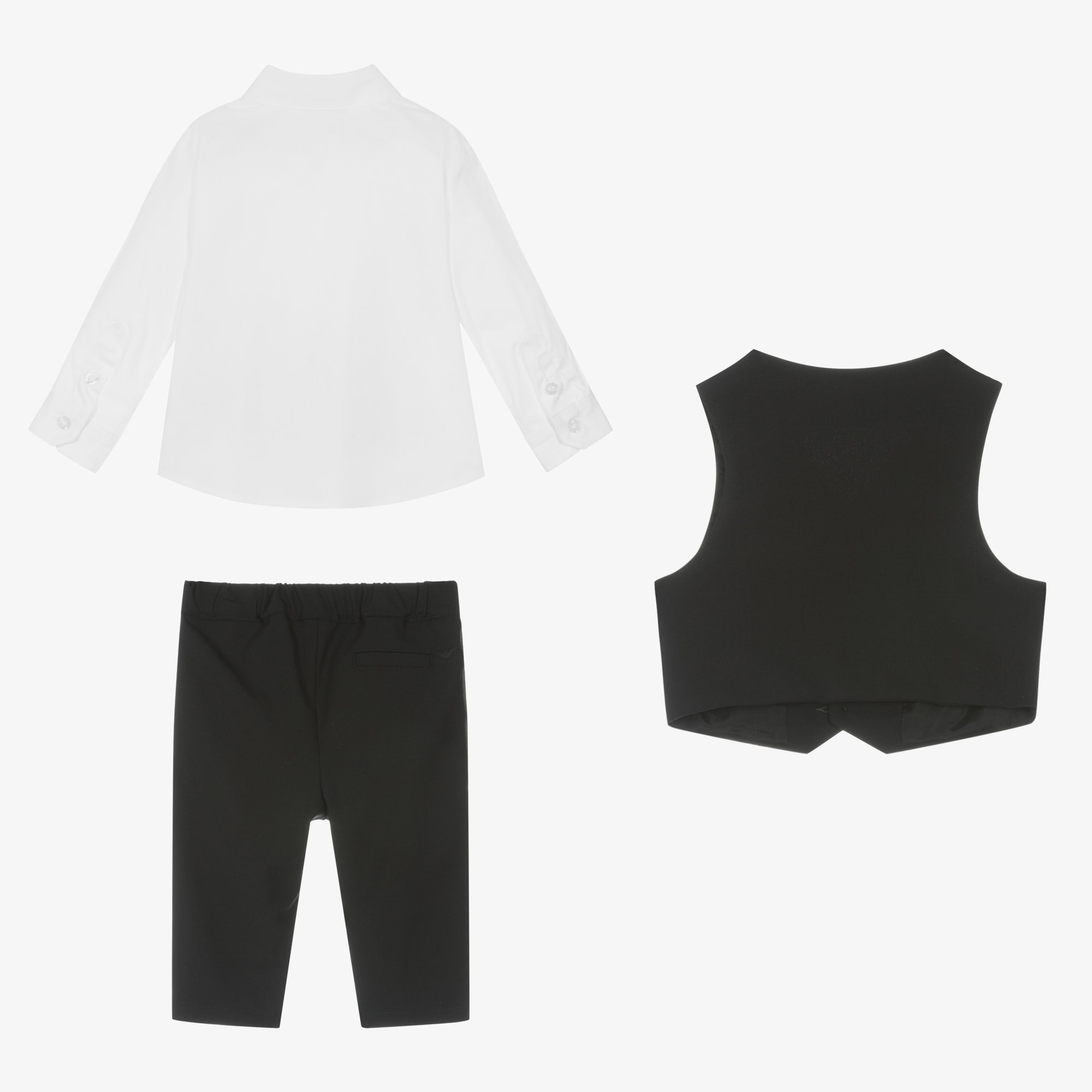 Boys Black Wool Waistcoat Suit - View 1